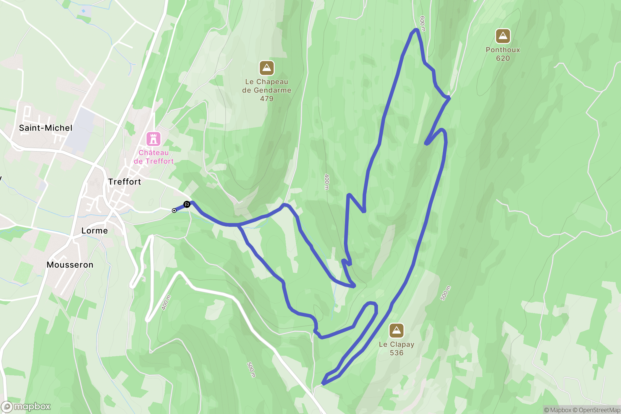 Val-Revermont : carte du parcours de randonnée - France
