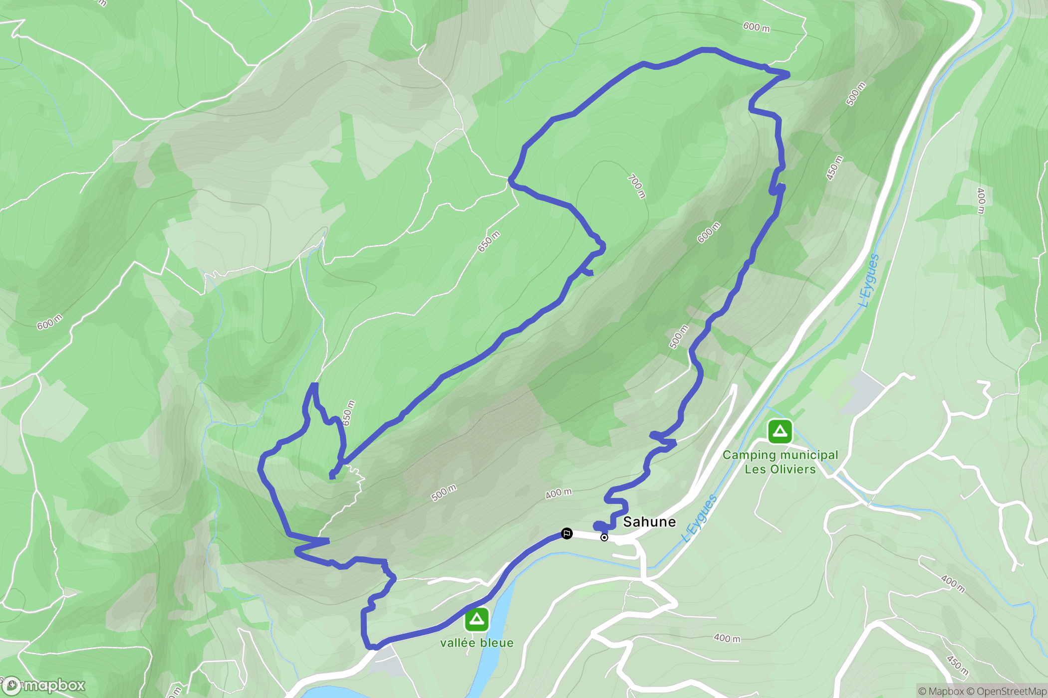 Sahune : carte du parcours de randonnée - France
