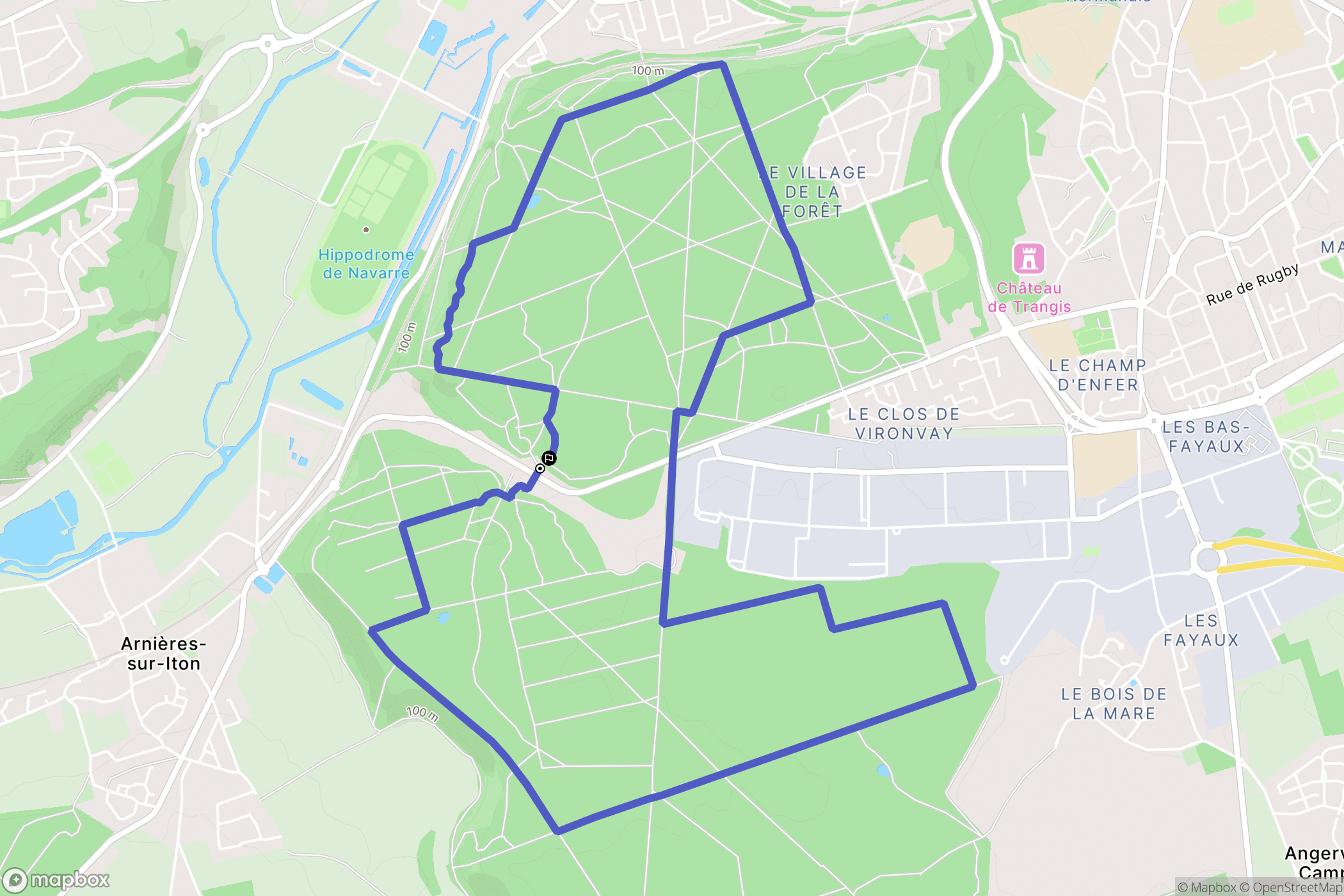 Évreux : carte du parcours de randonnée - France