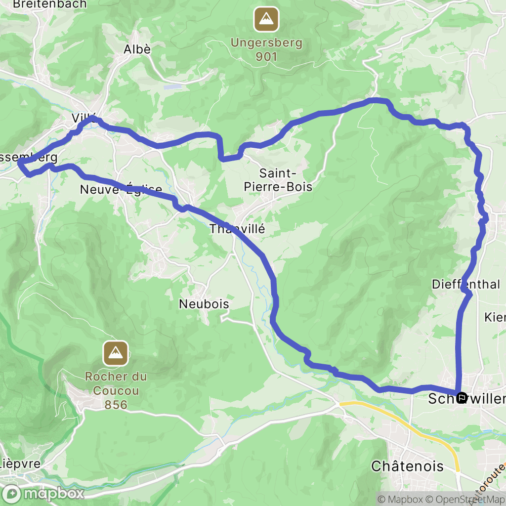 Scherwiller : carte du parcours de randonnée - France