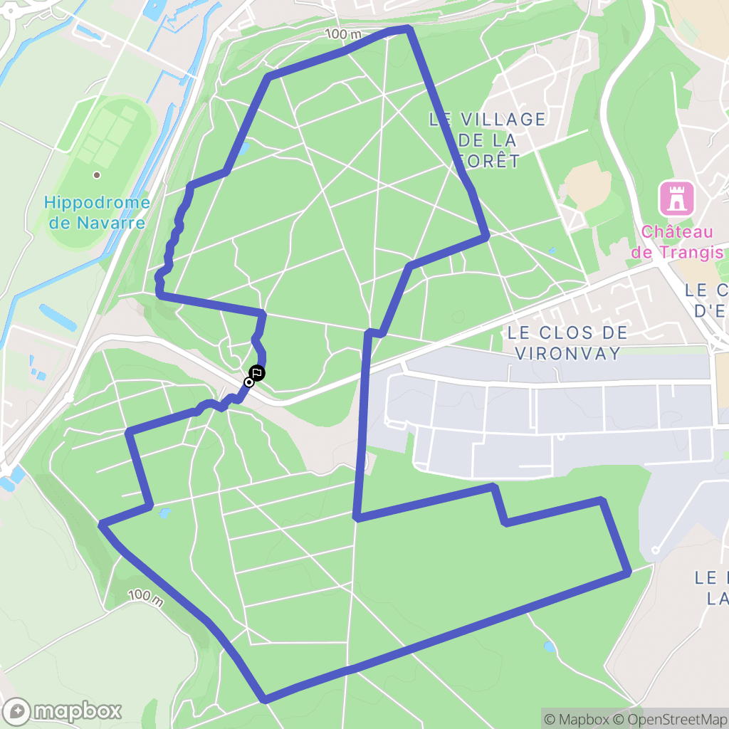 Évreux : carte du parcours de randonnée - France