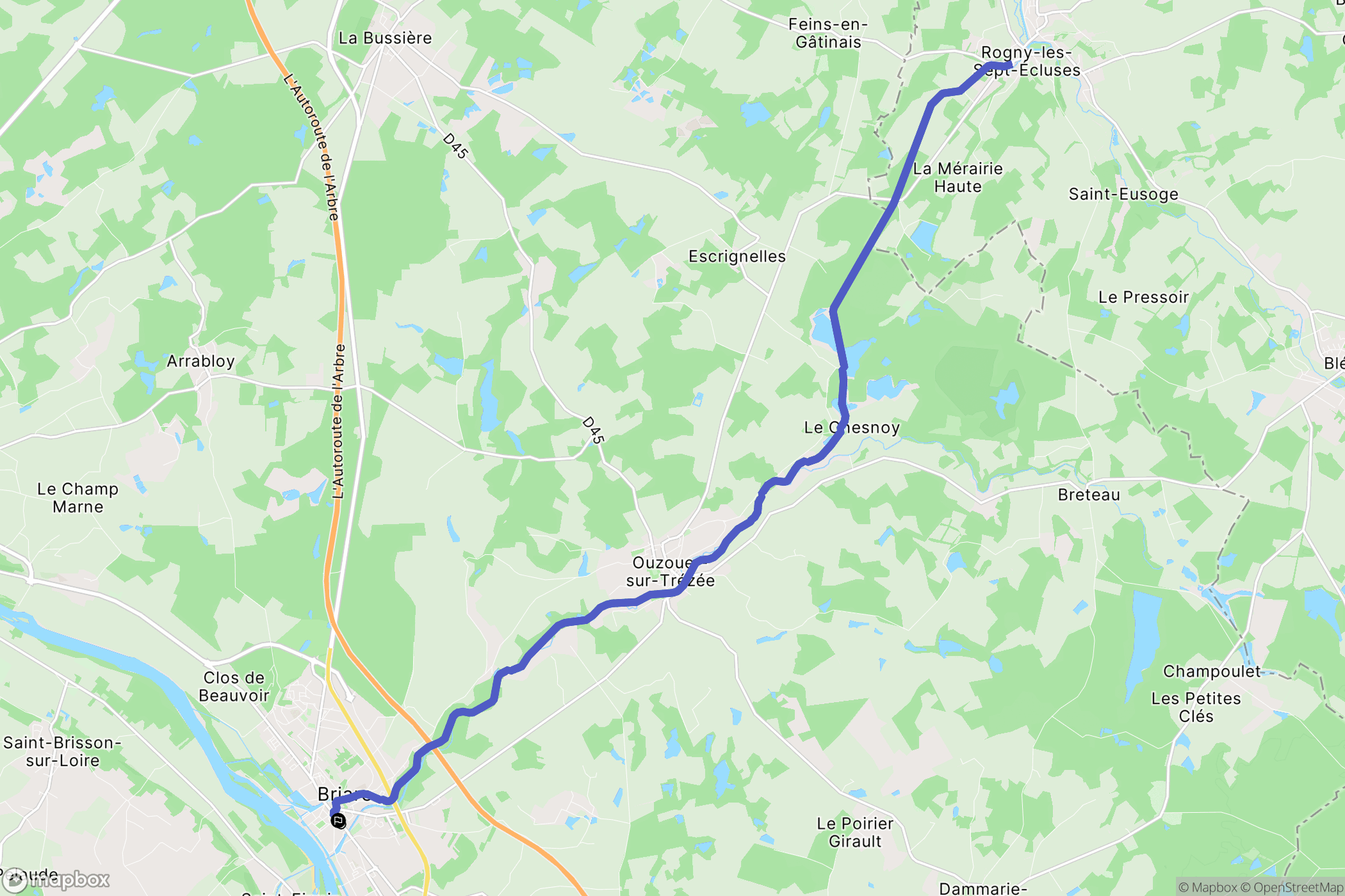 Briare : carte du parcours de randonnée - France