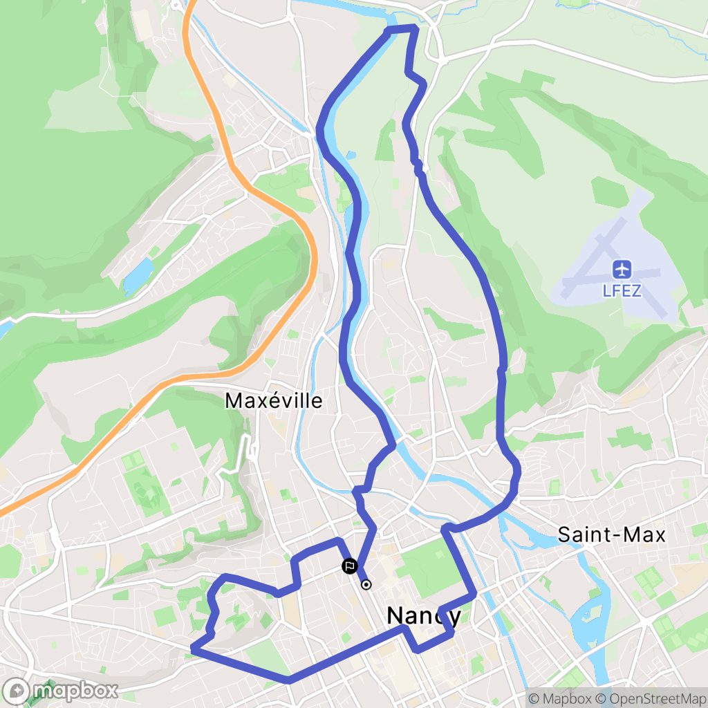 Nancy : carte du parcours de randonnée - France