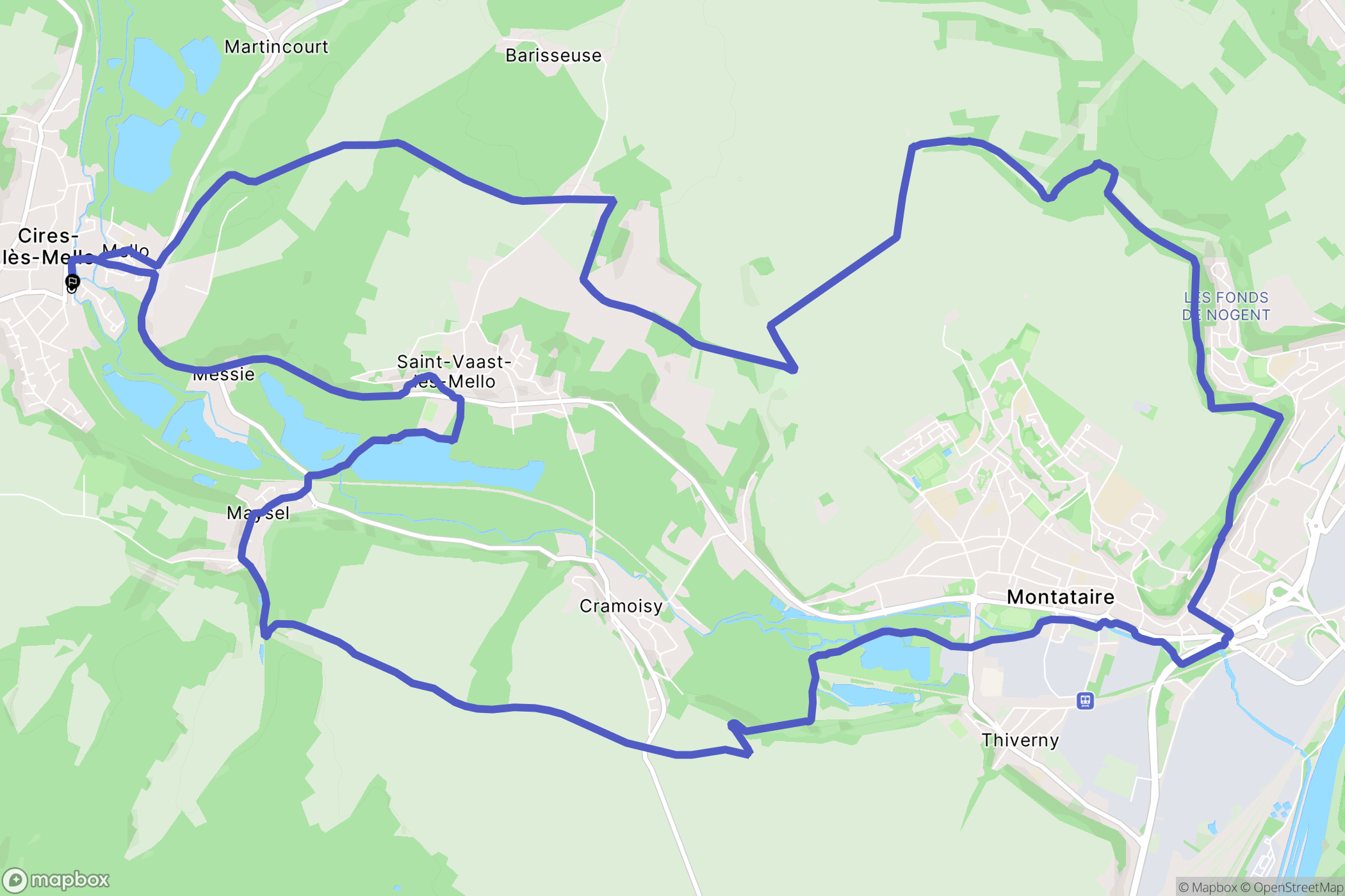 Cires-lès-Mello : carte du parcours de randonnée - France