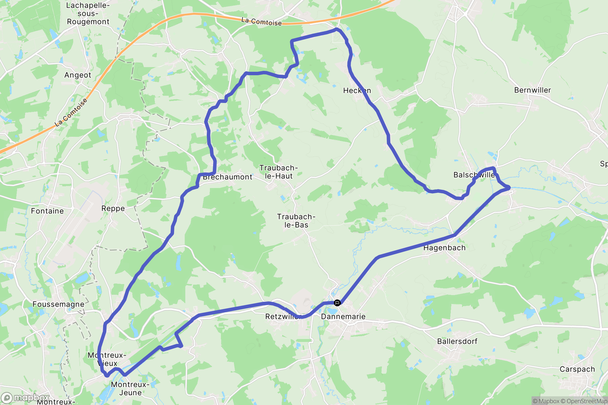 Dannemarie : carte du parcours de randonnée - France