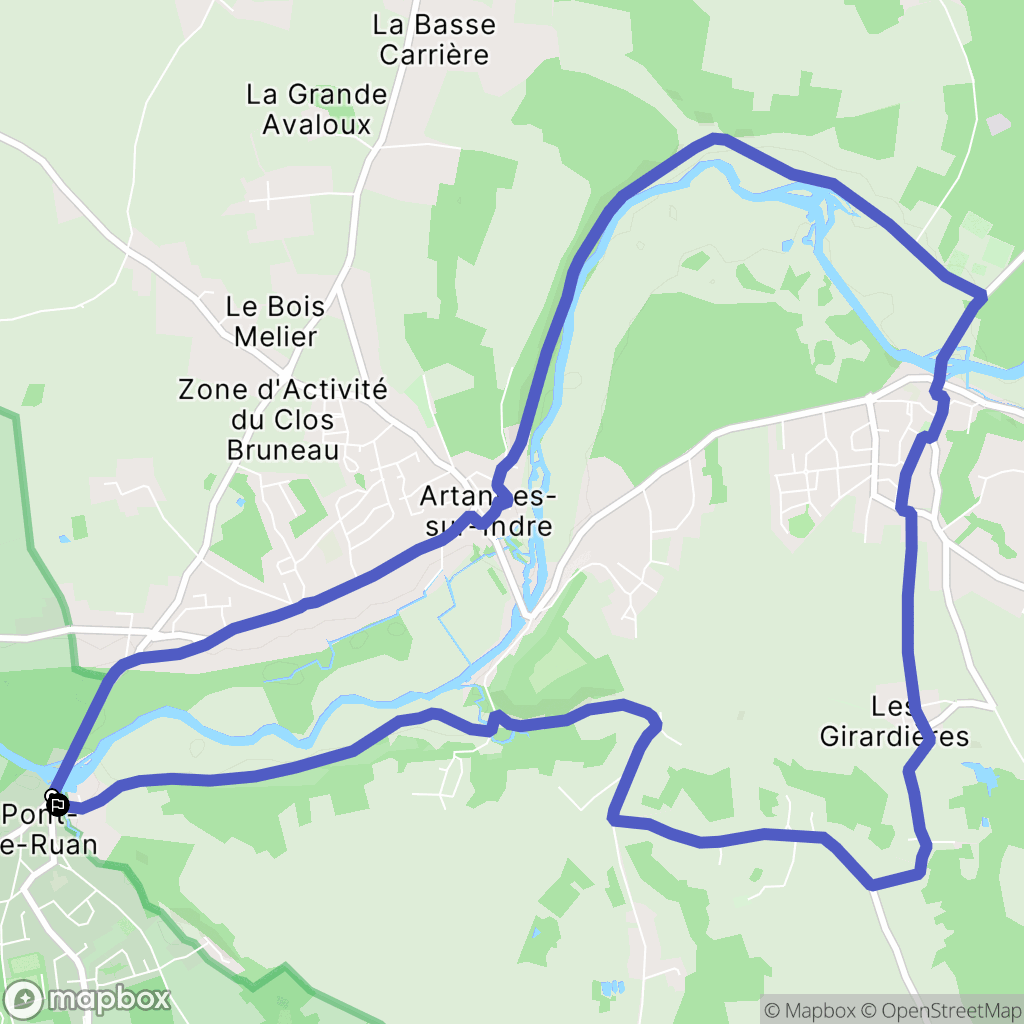 Pont-de-Ruan : carte du parcours de randonnée - France
