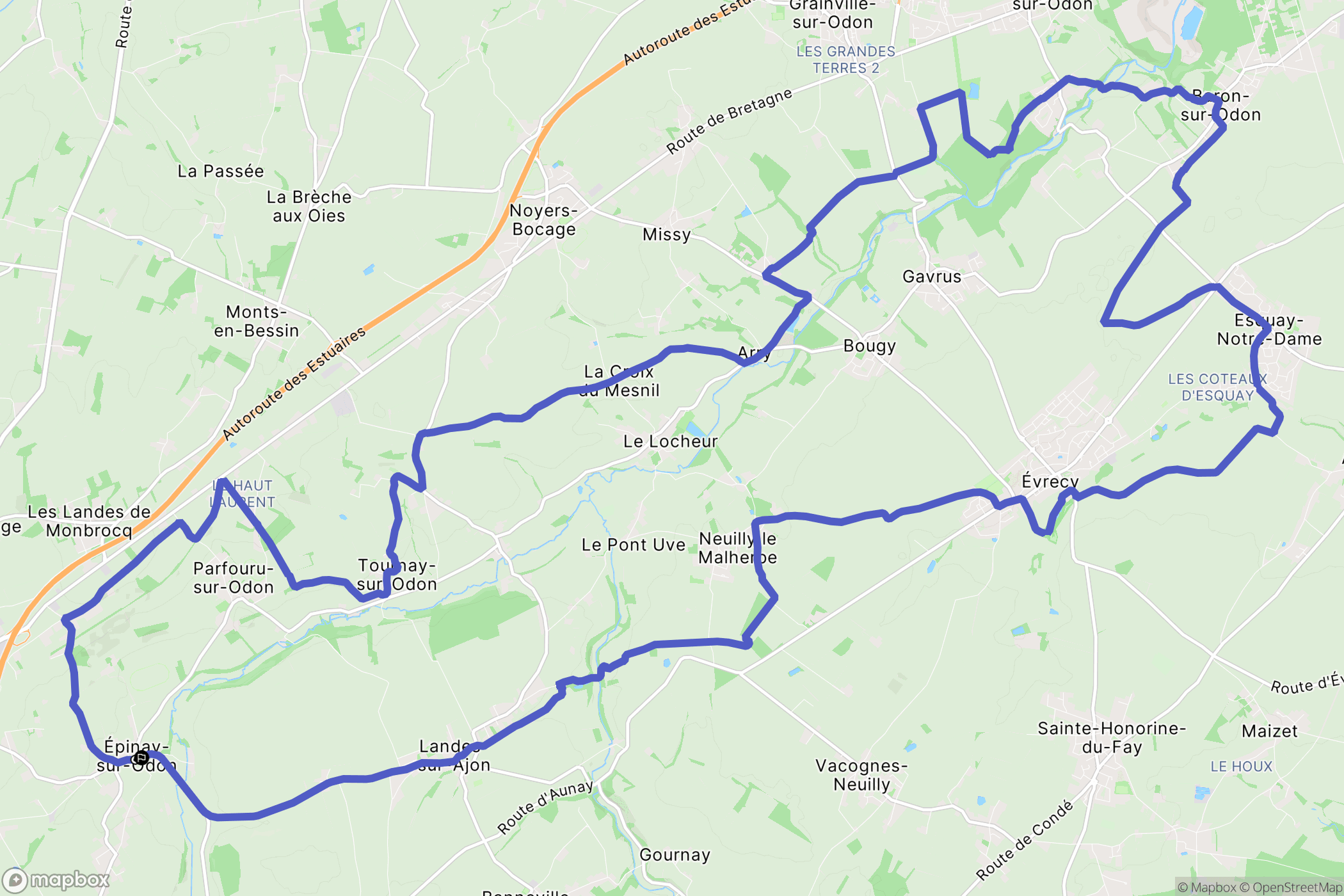 Épinay-sur-Odon : carte du parcours de randonnée - France