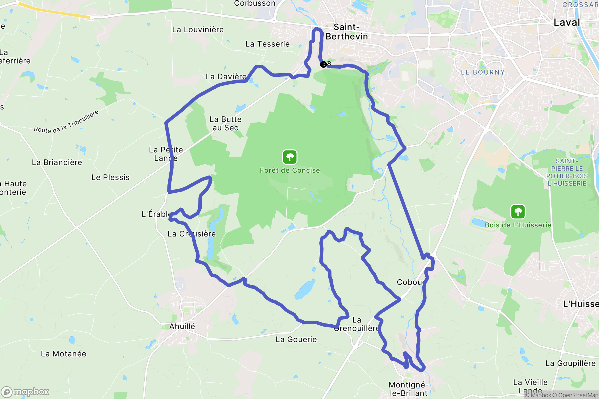 Saint-Berthevin : carte du parcours de randonnée - France