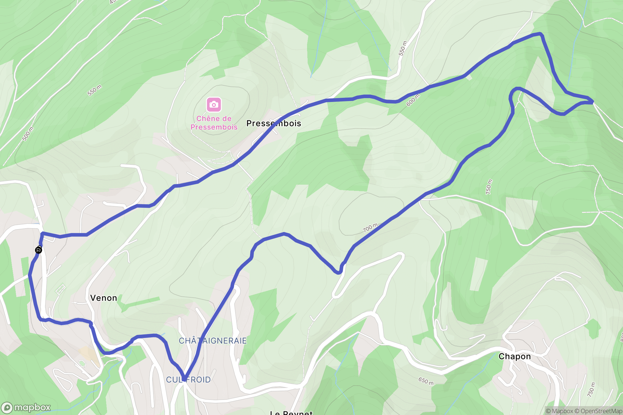 Venon : carte du parcours de randonnée - France