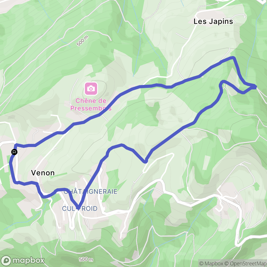 Venon : carte du parcours de randonnée - France