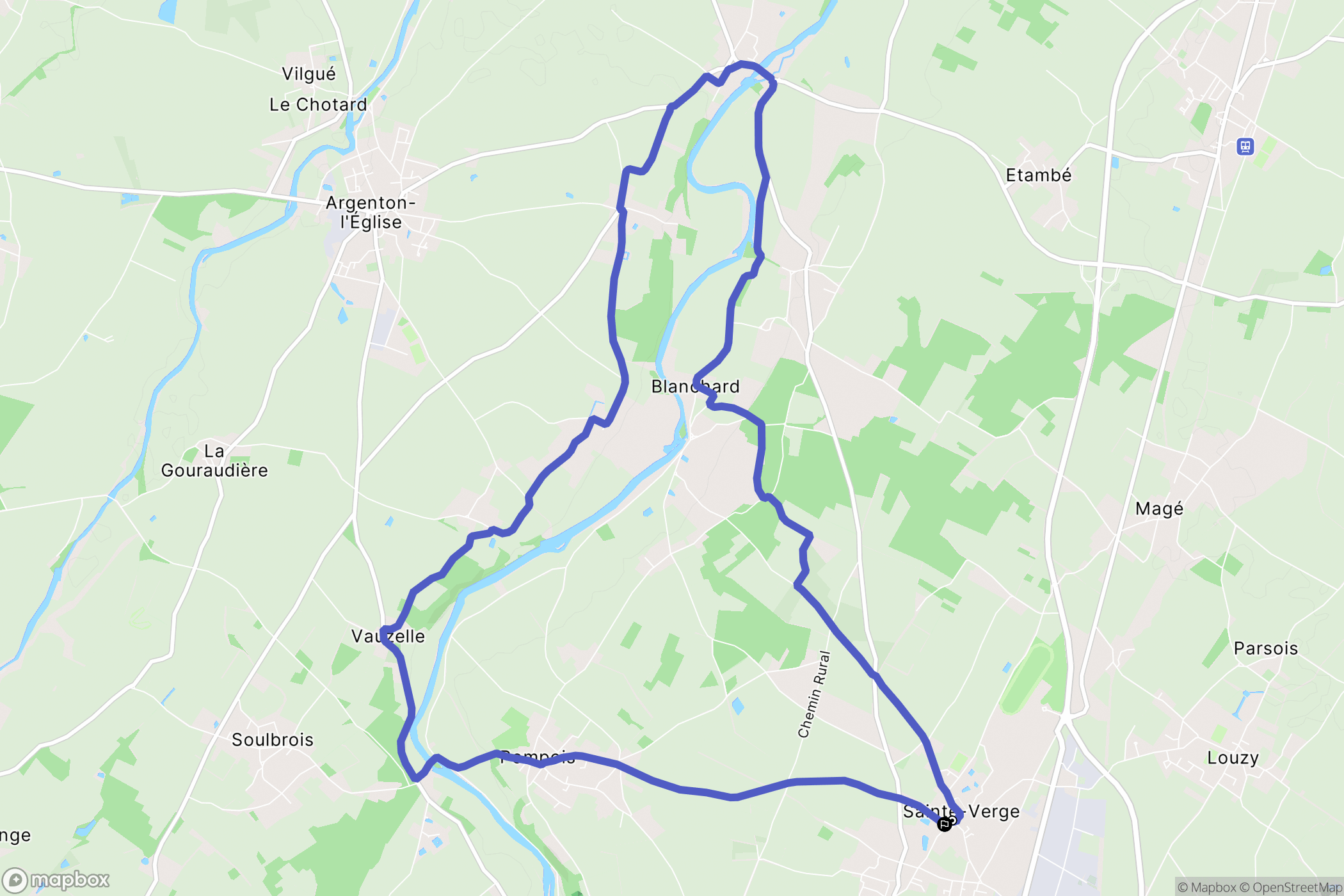 Sainte-Verge : carte du parcours de randonnée - France