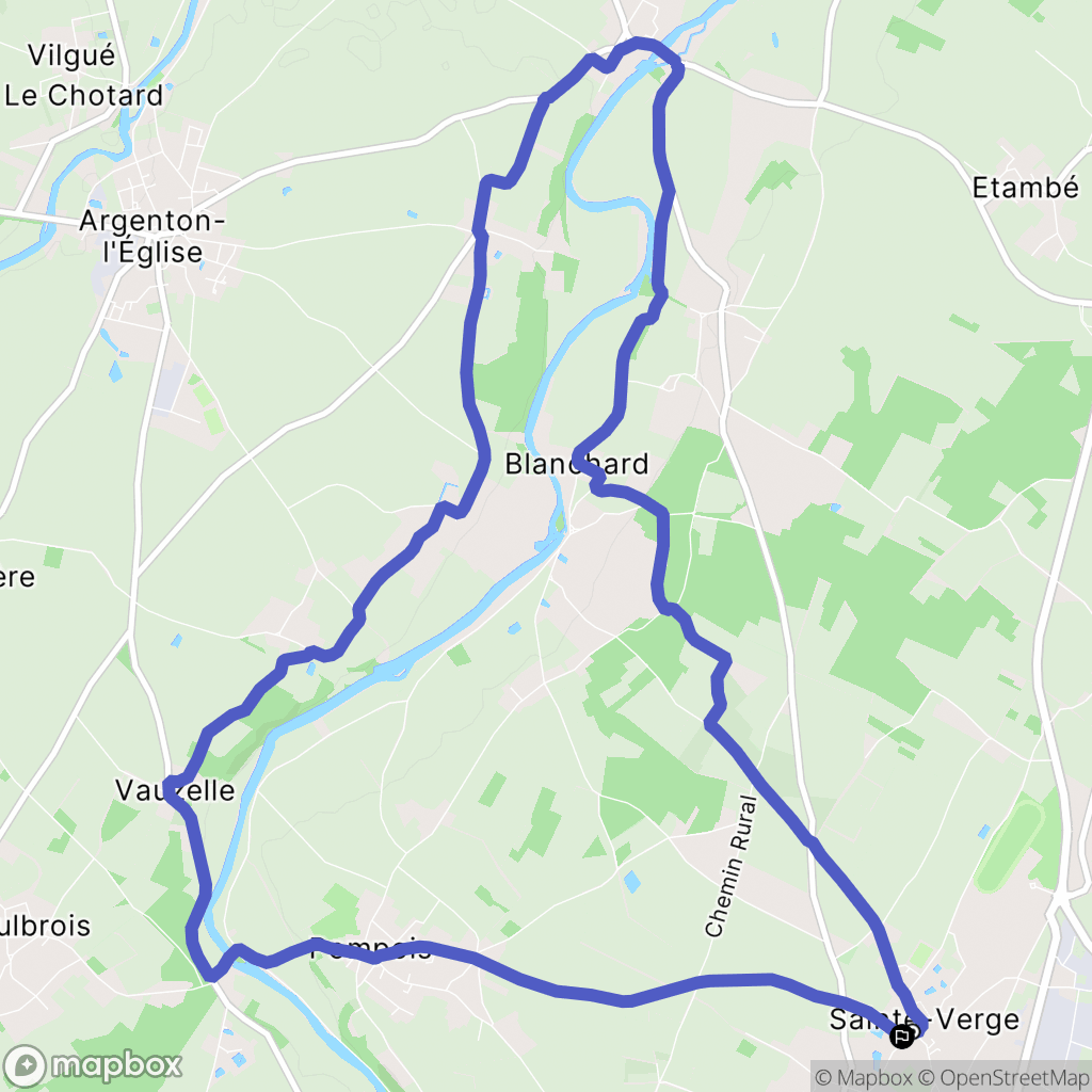 Sainte-Verge : carte du parcours de randonnée - France