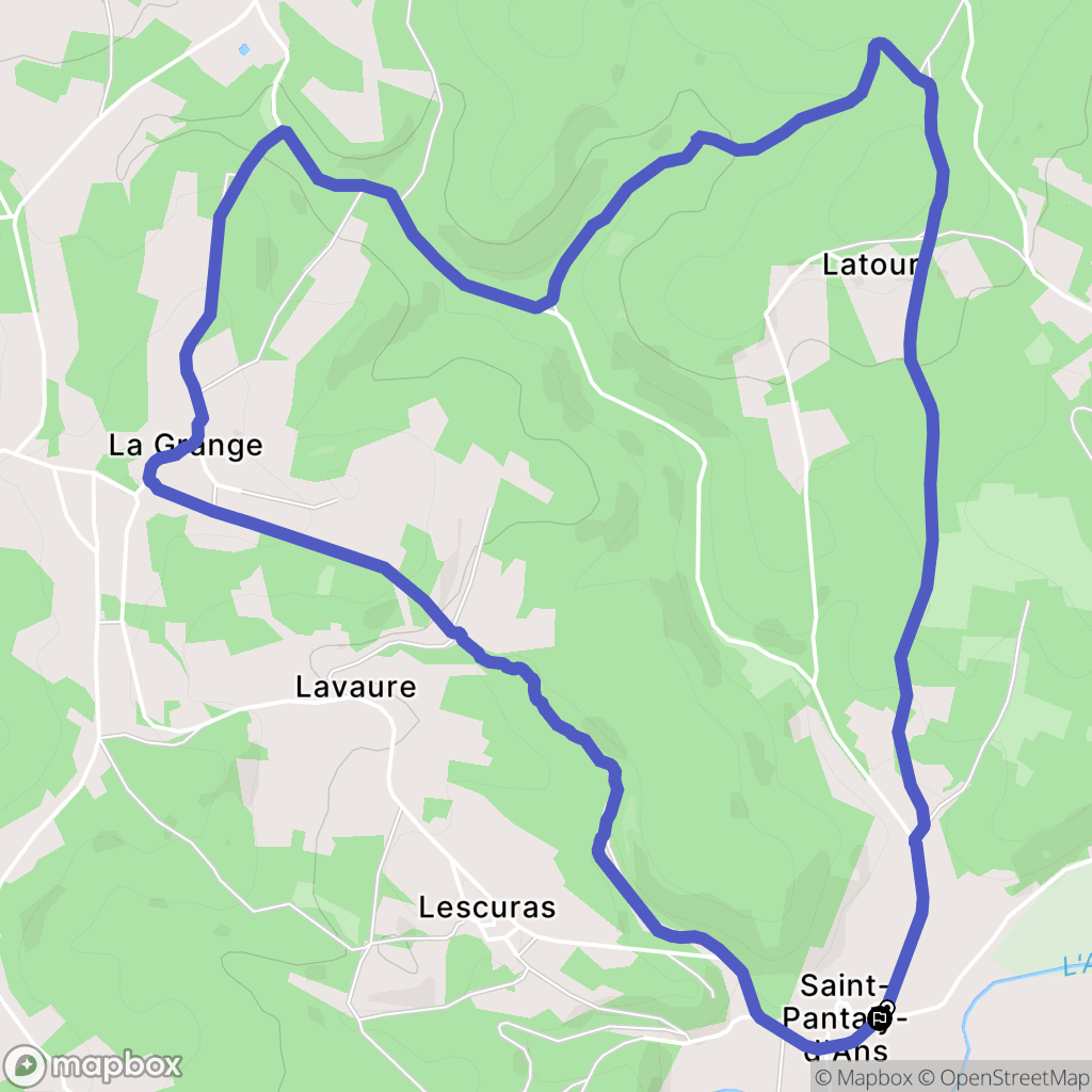 Cubjac-Auvézère-Val d'Ans : carte du parcours de randonnée - France
