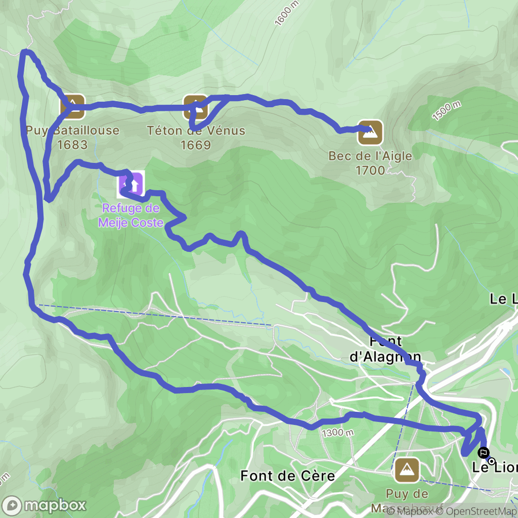 Laveissière : carte du parcours de randonnée - France