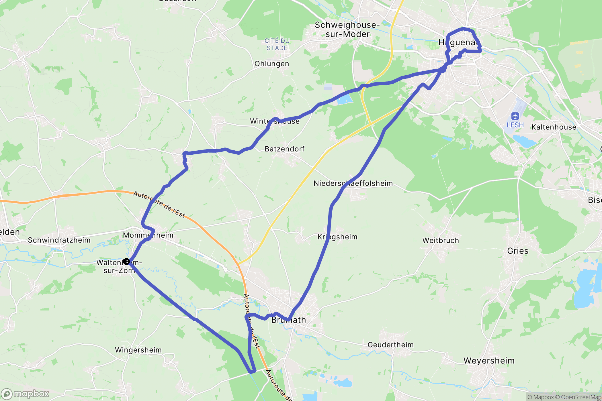 Waltenheim-sur-Zorn : carte du parcours de randonnée - France