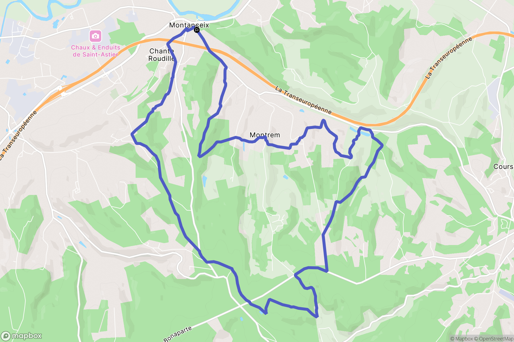 Montrem : carte du parcours de randonnée - France