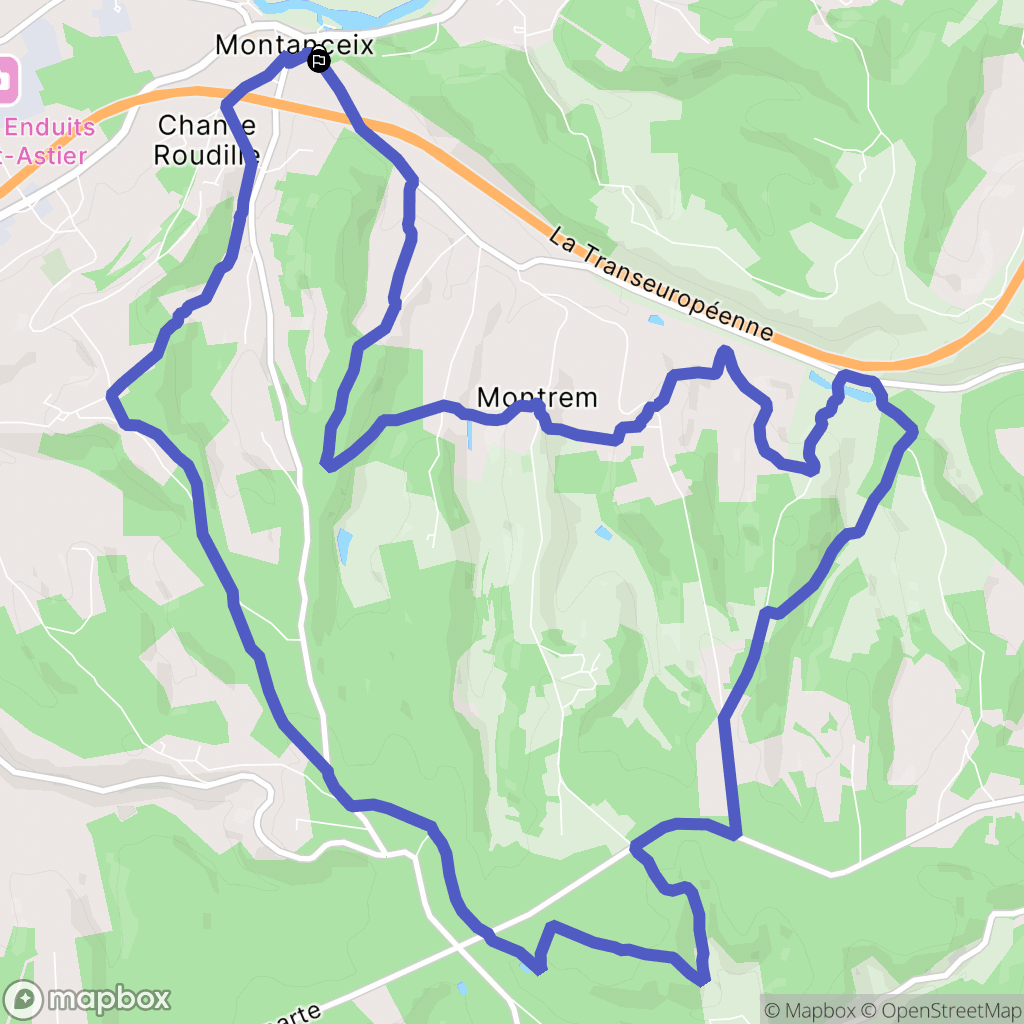 Montrem : carte du parcours de randonnée - France