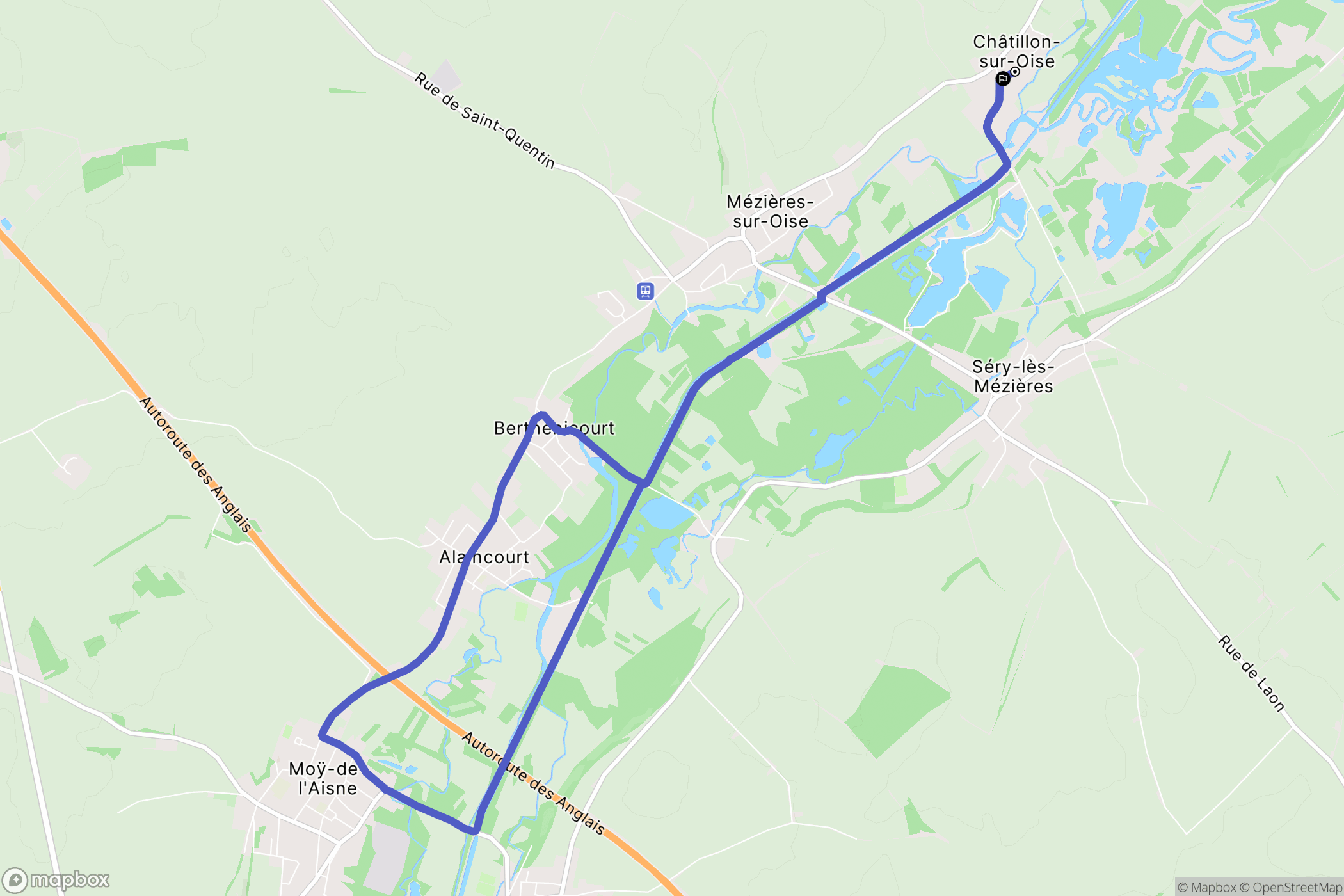Châtillon-sur-Oise : carte du parcours de randonnée - France