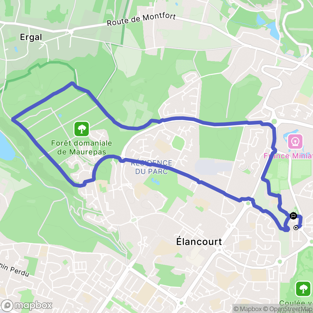 Élancourt : carte du parcours de randonnée - France