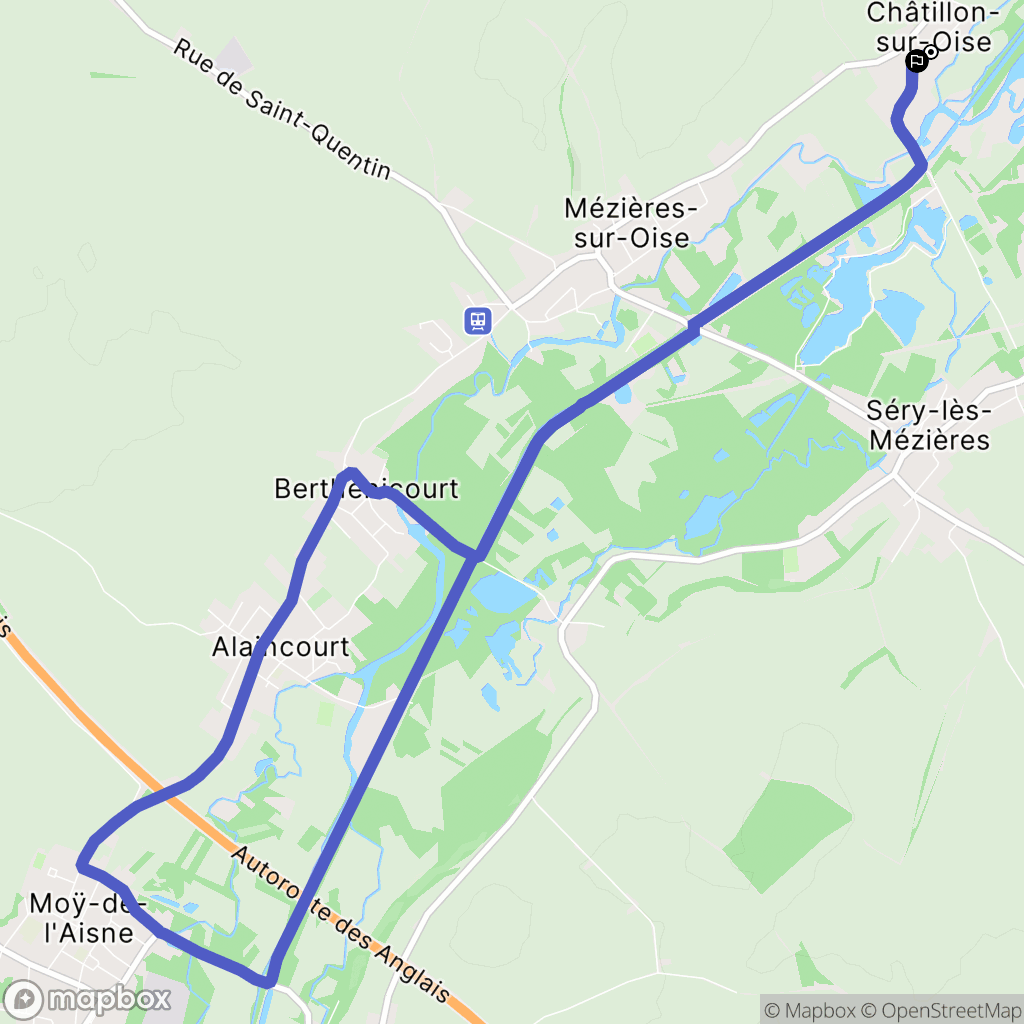 Châtillon-sur-Oise : carte du parcours de randonnée - France