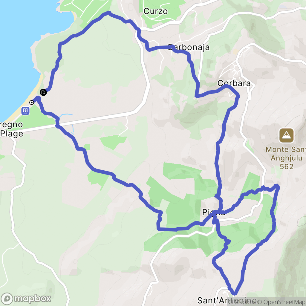 Aregno : carte du parcours de randonnée - France