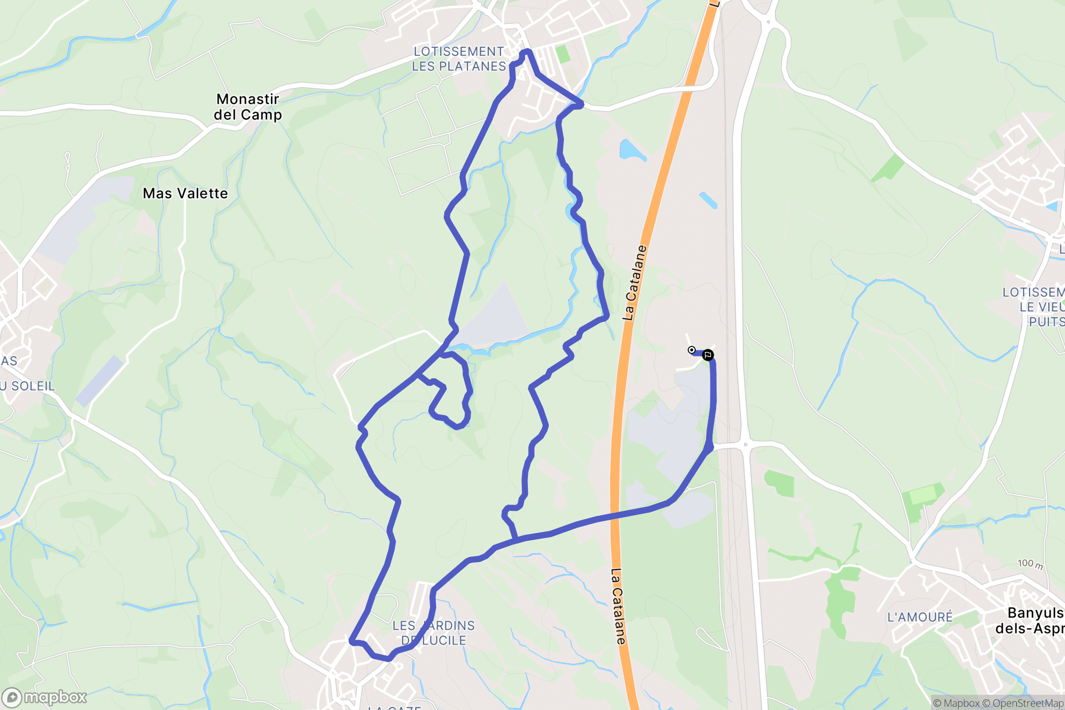 Banyuls-dels-Aspres : carte du parcours de randonnée - France