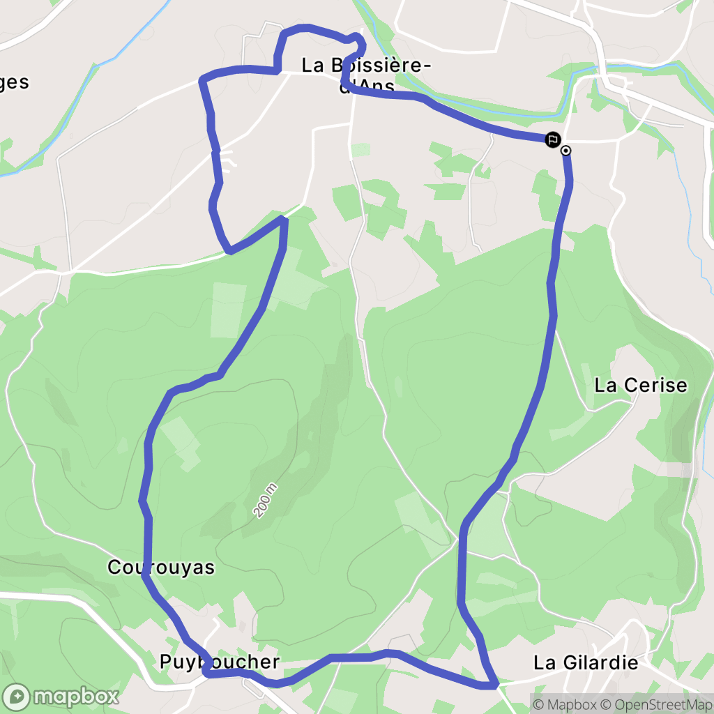 Cubjac-Auvézère-Val d'Ans : carte du parcours de randonnée - France