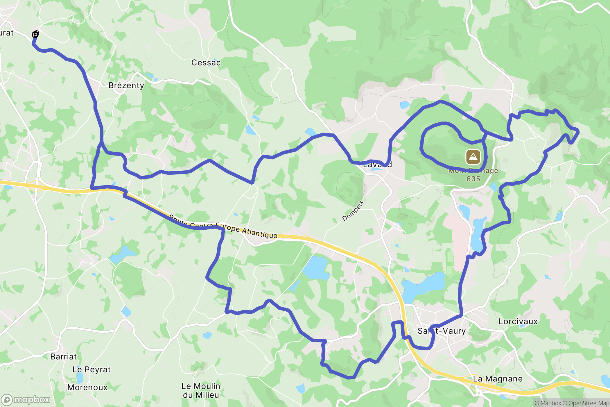 Fleurat : carte du parcours de randonnée - France