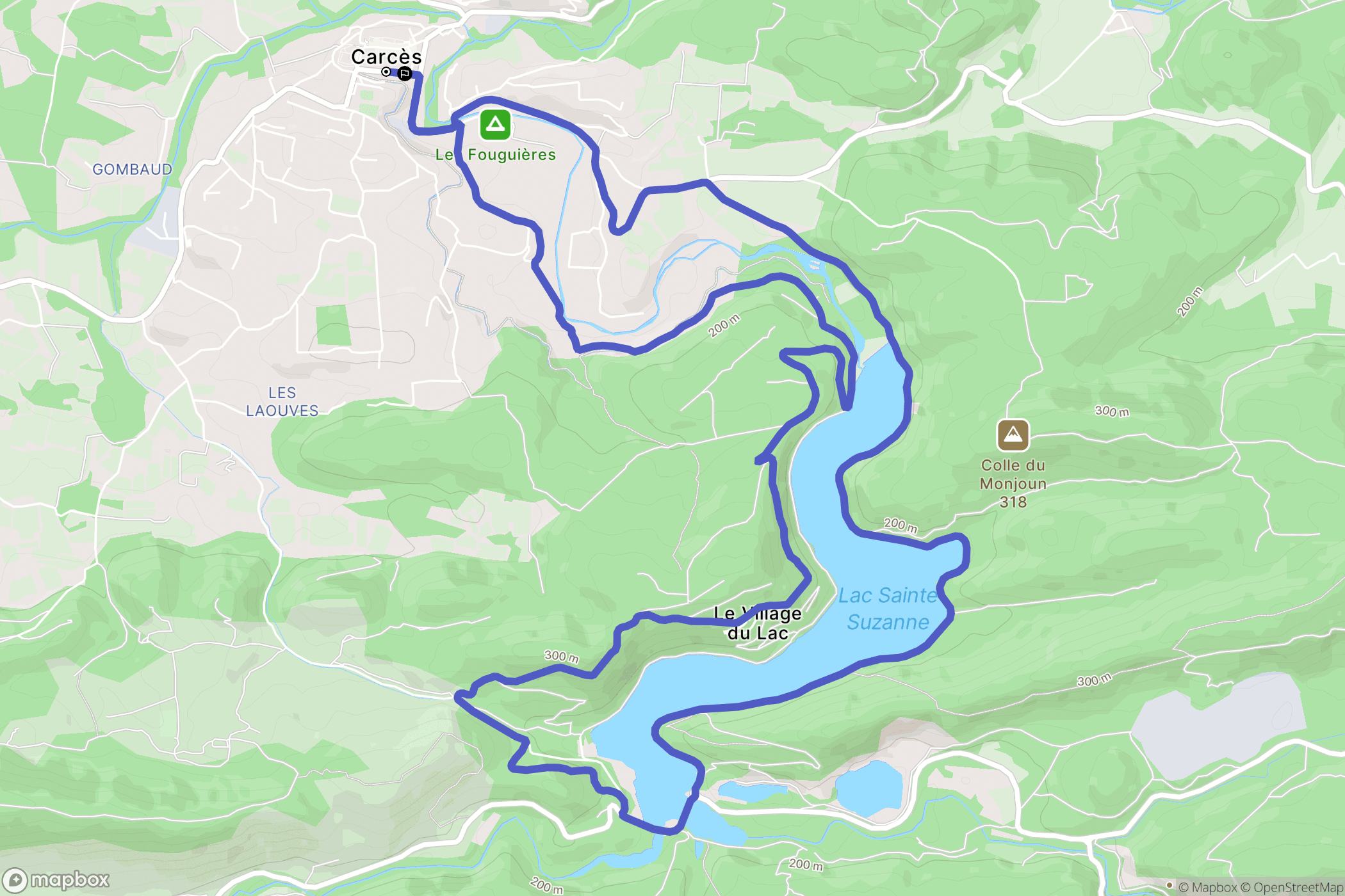 Carcès : carte du parcours de randonnée - France