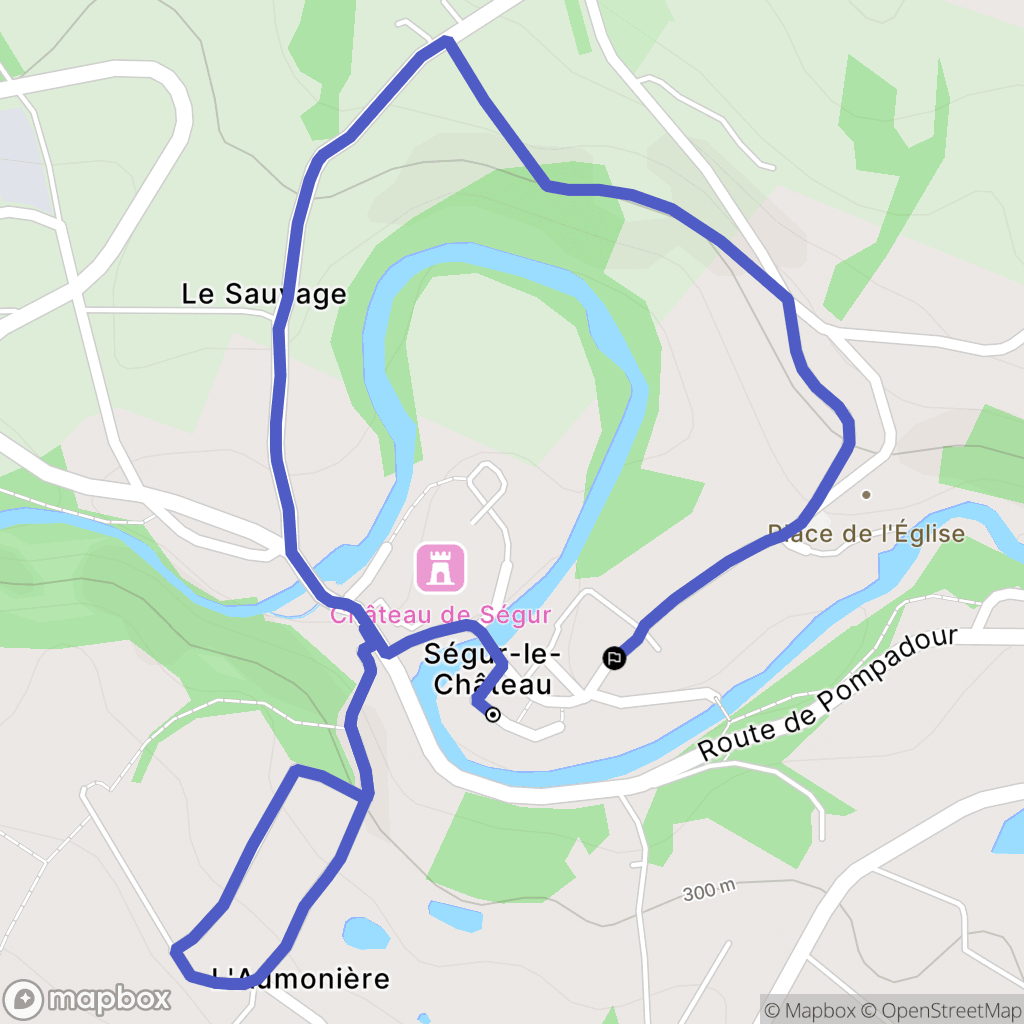 Ségur-le-Château : carte du parcours de randonnée - France