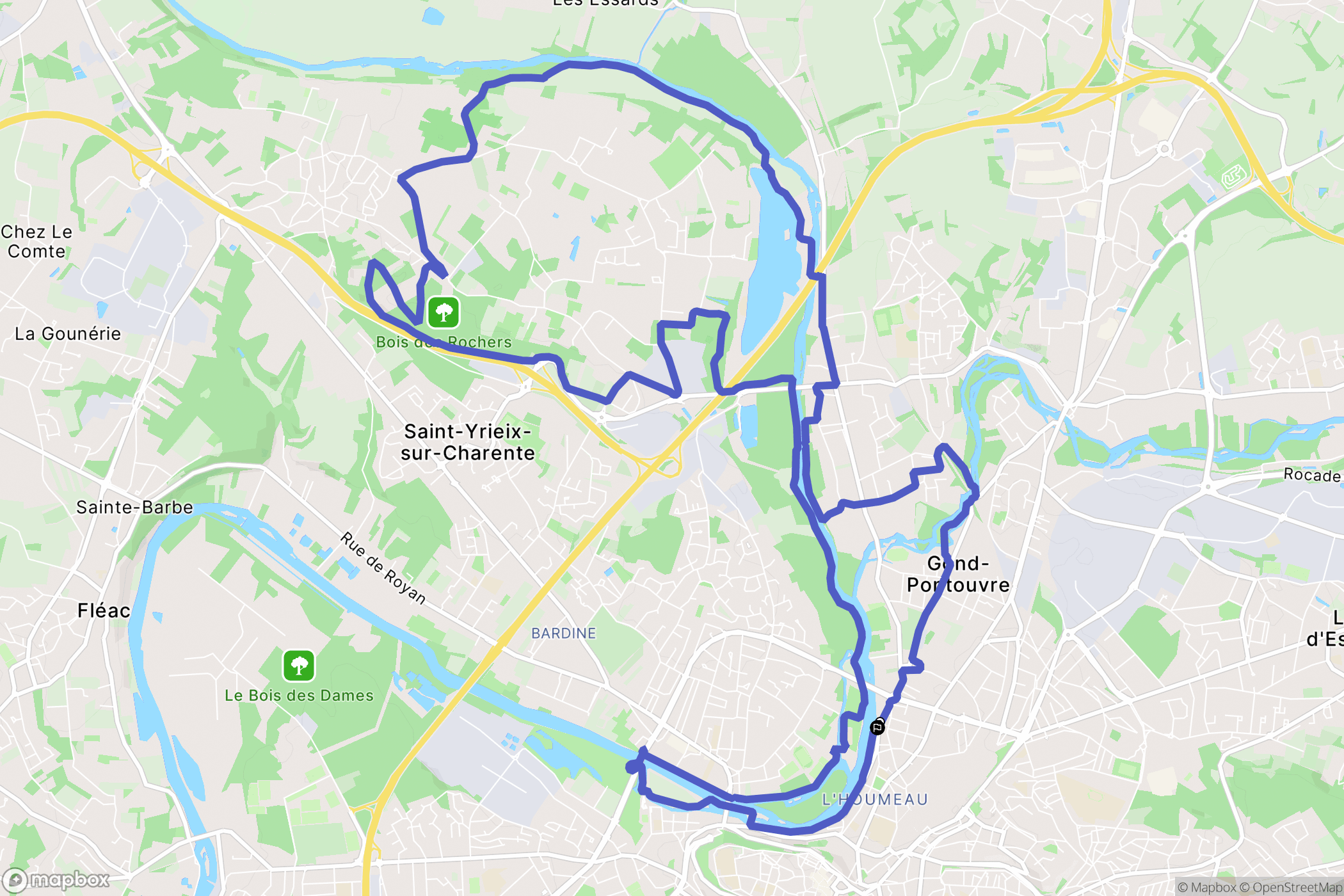 Angoulême : carte du parcours de randonnée - France