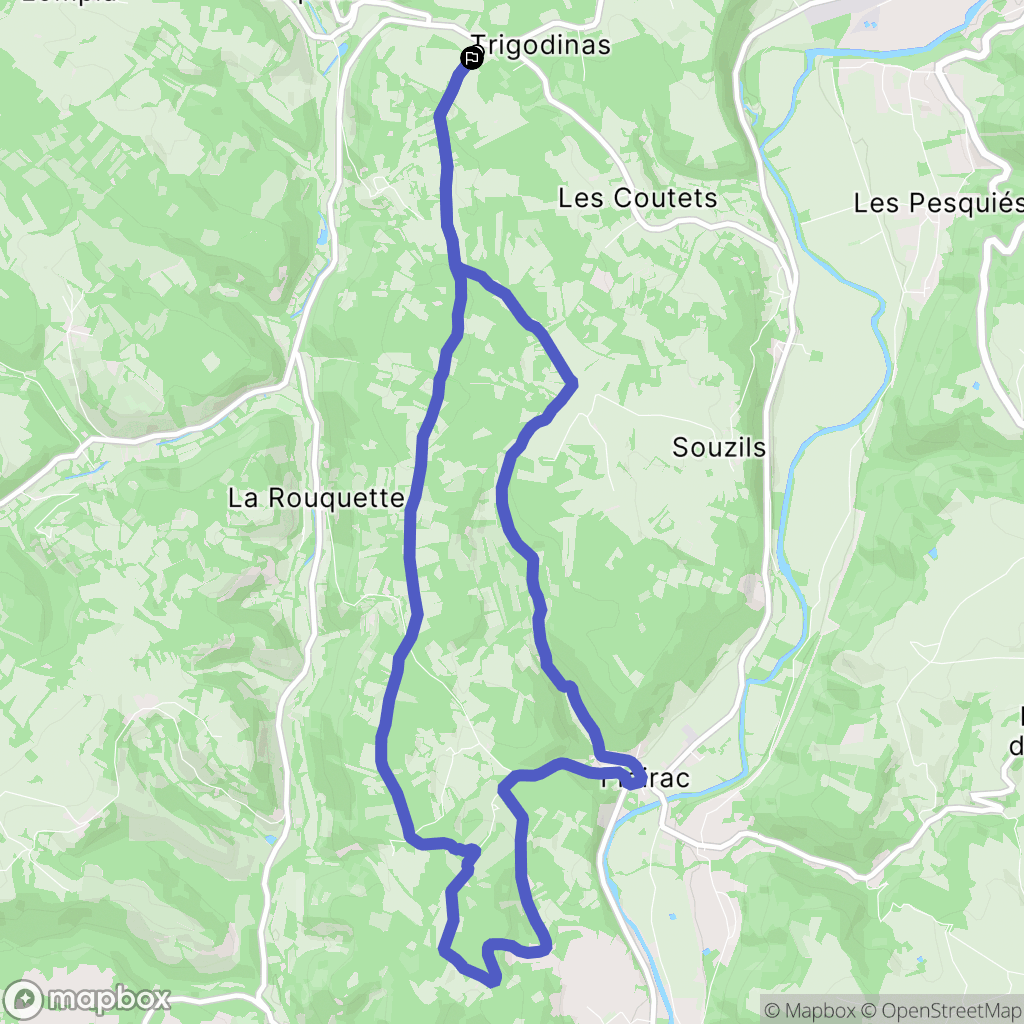Trigodinas, La Rouquette : carte du parcours de randonnée - France