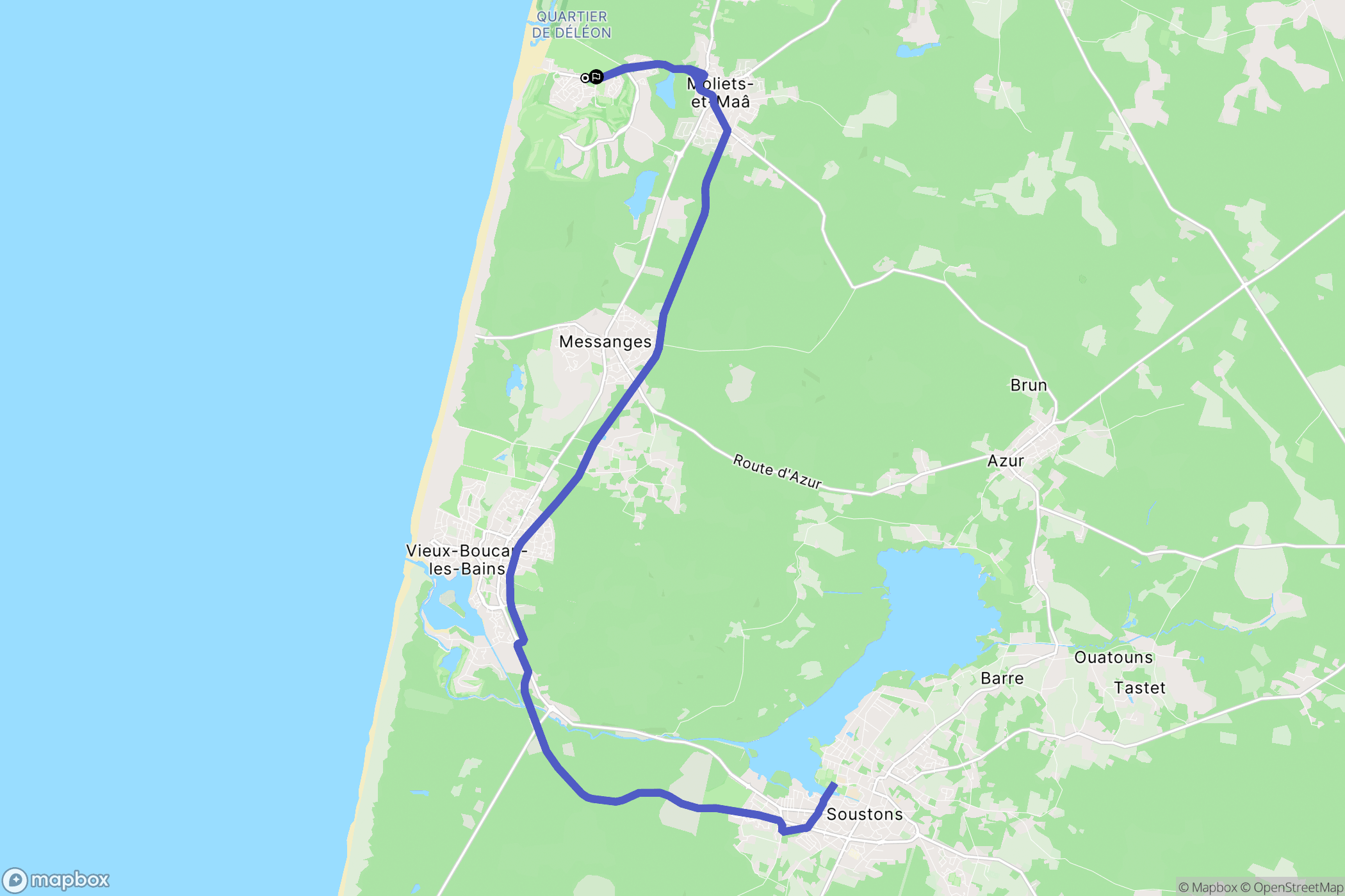 Moliets-et-Maa : carte du parcours de randonnée - France