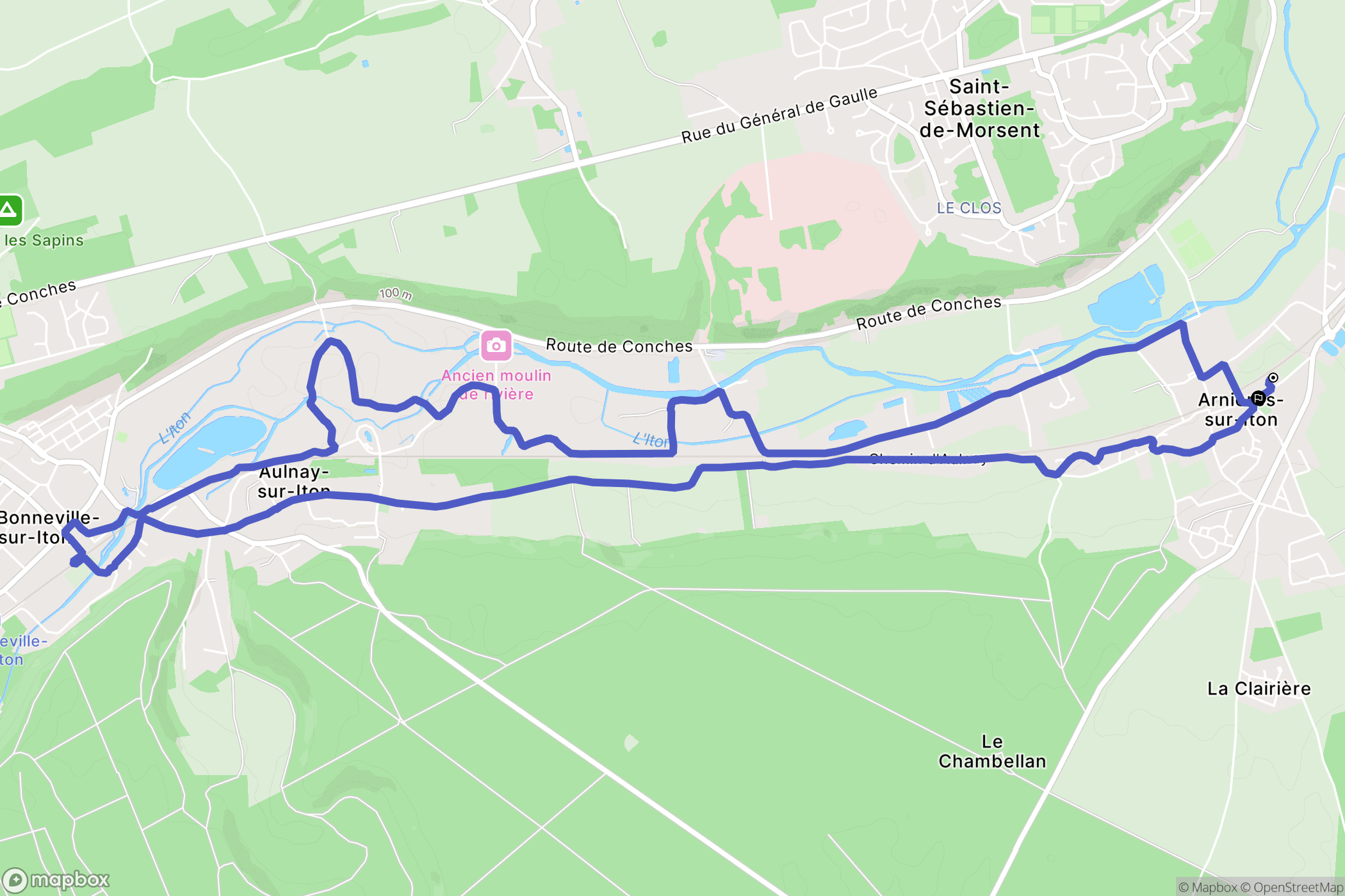 Arnières-sur-Iton : carte du parcours de randonnée - France