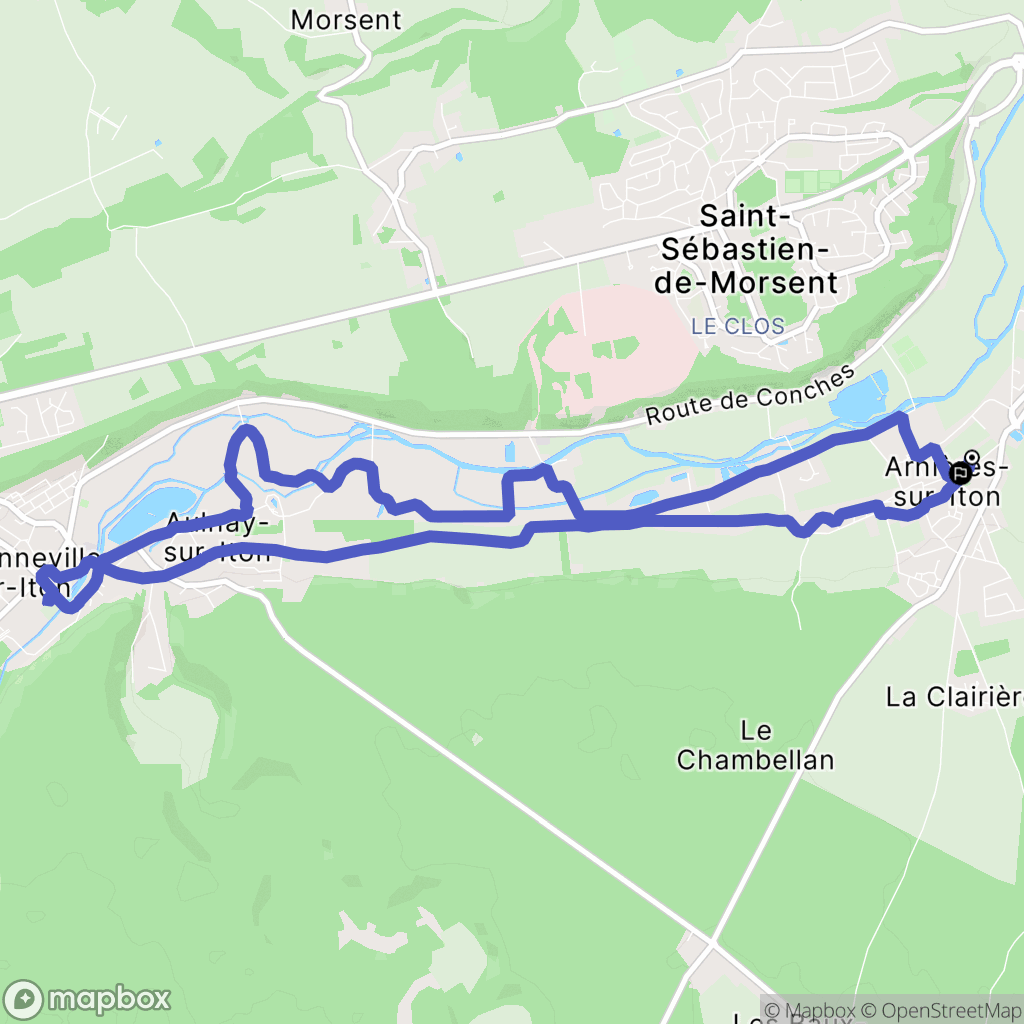 Arnières-sur-Iton : carte du parcours de randonnée - France