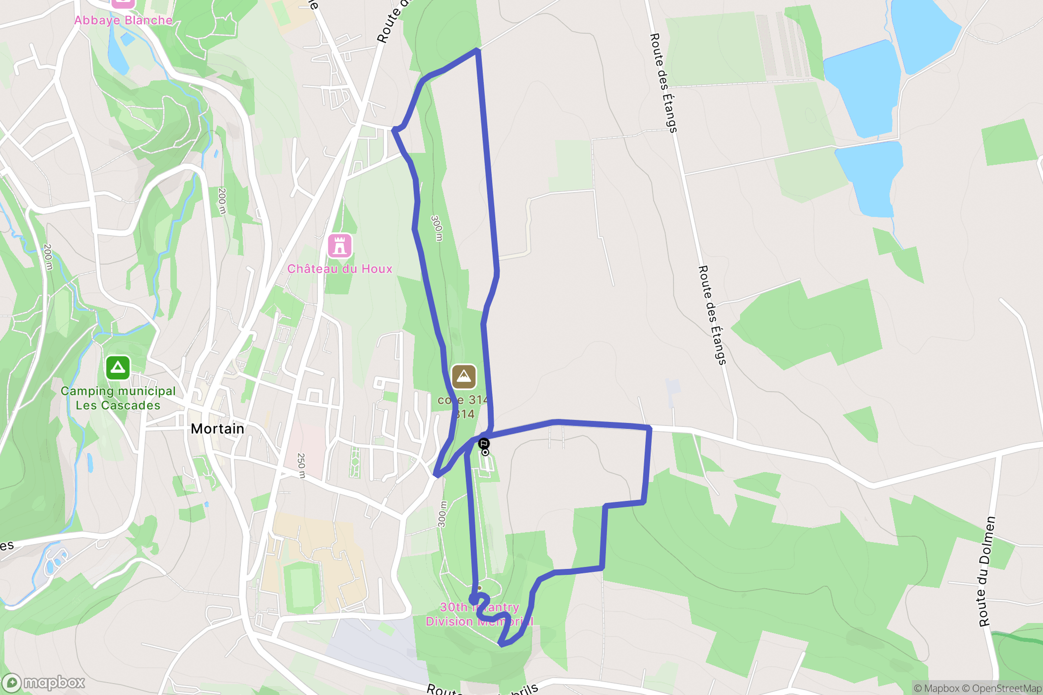 Mortain-Bocage : carte du parcours de randonnée - France
