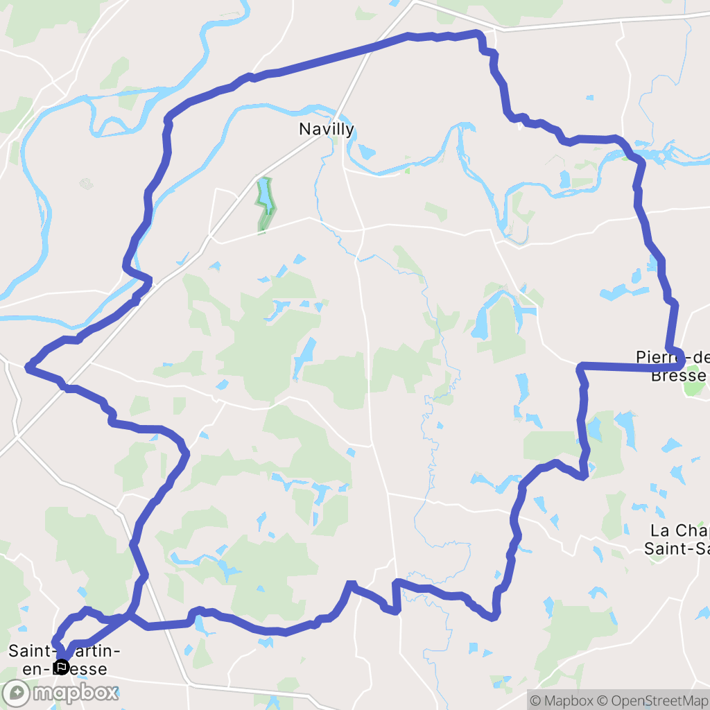 Saint-Martin-en-Bresse : carte du parcours de randonnée - France