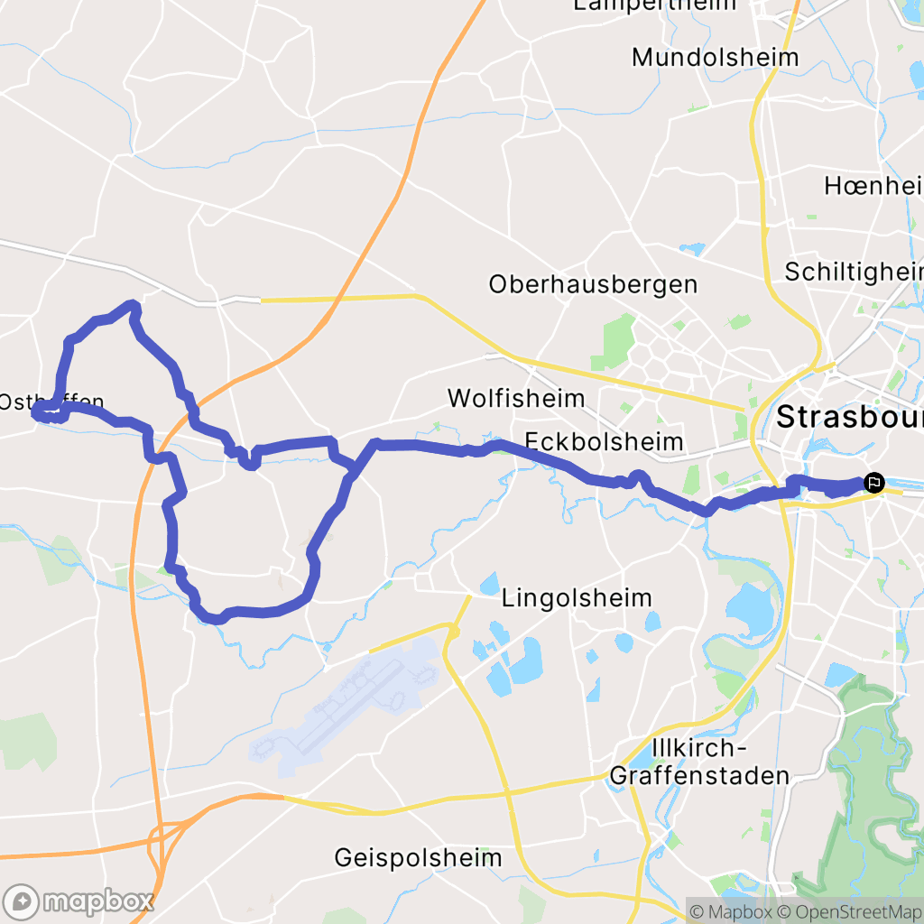 Strasbourg : carte du parcours de randonnée - France