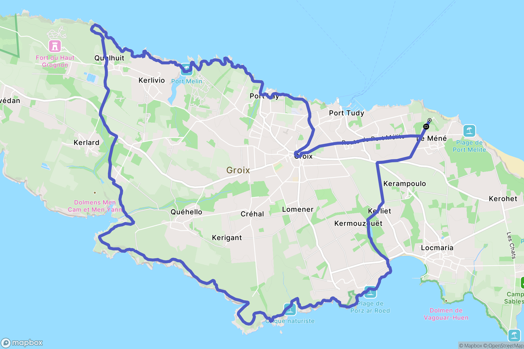 Groix : carte du parcours de randonnée - France