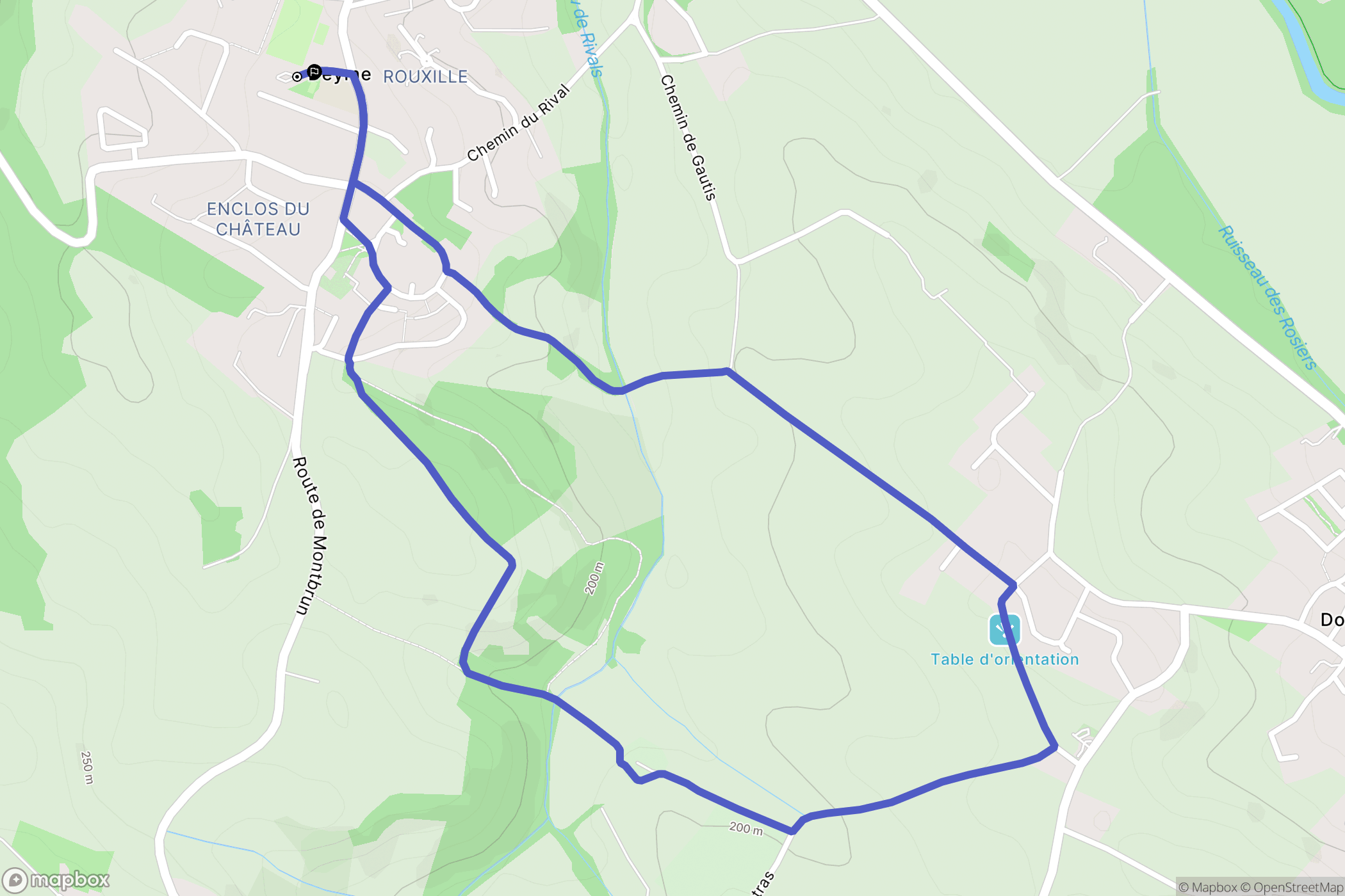 Deyme : carte du parcours de randonnée - France