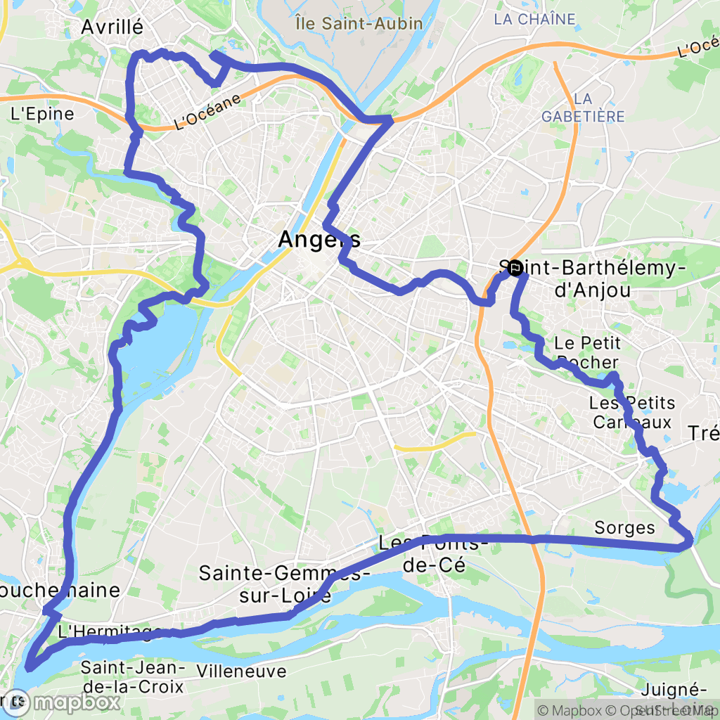 Saint-Barthélemy-d'Anjou : carte du parcours de randonnée - France