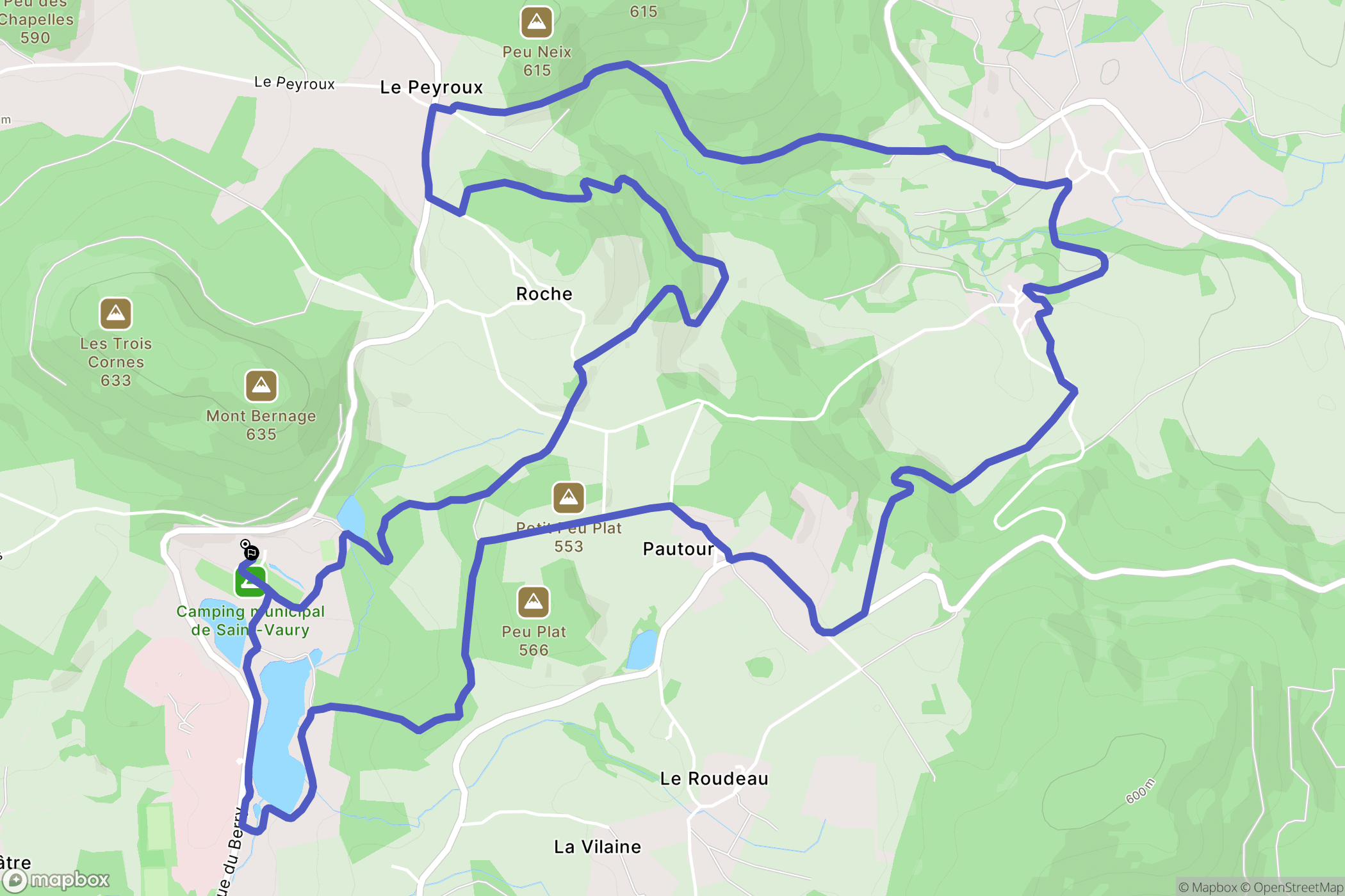 Saint-Vaury : carte du parcours de randonnée - France