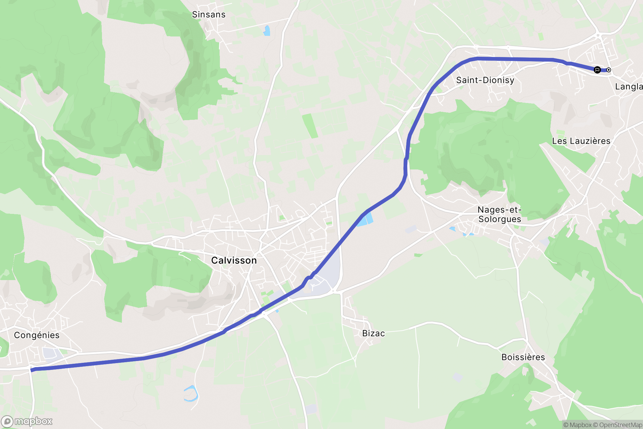 Langlade : carte du parcours de randonnée - France
