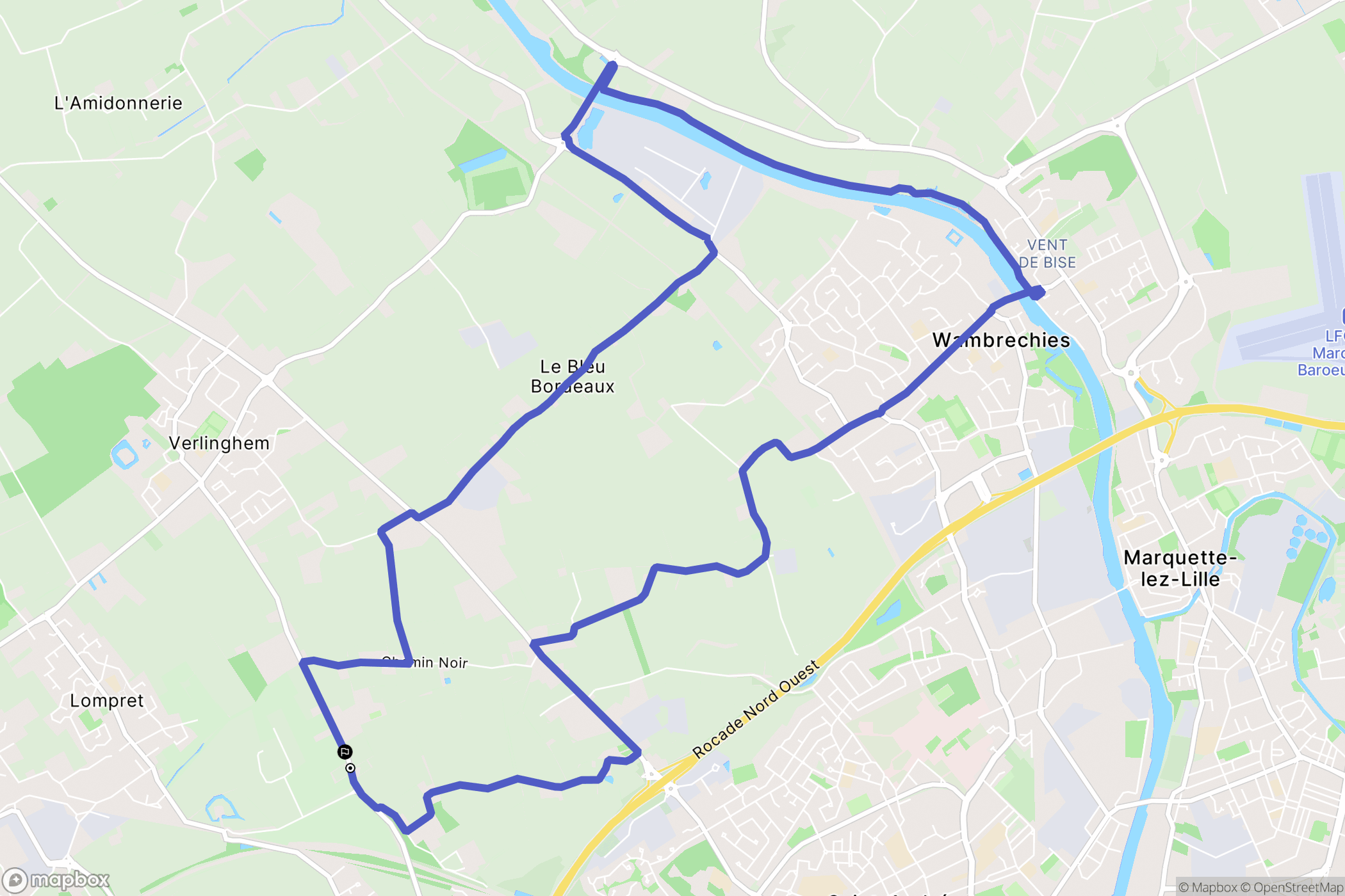 Verlinghem : carte du parcours de randonnée - France
