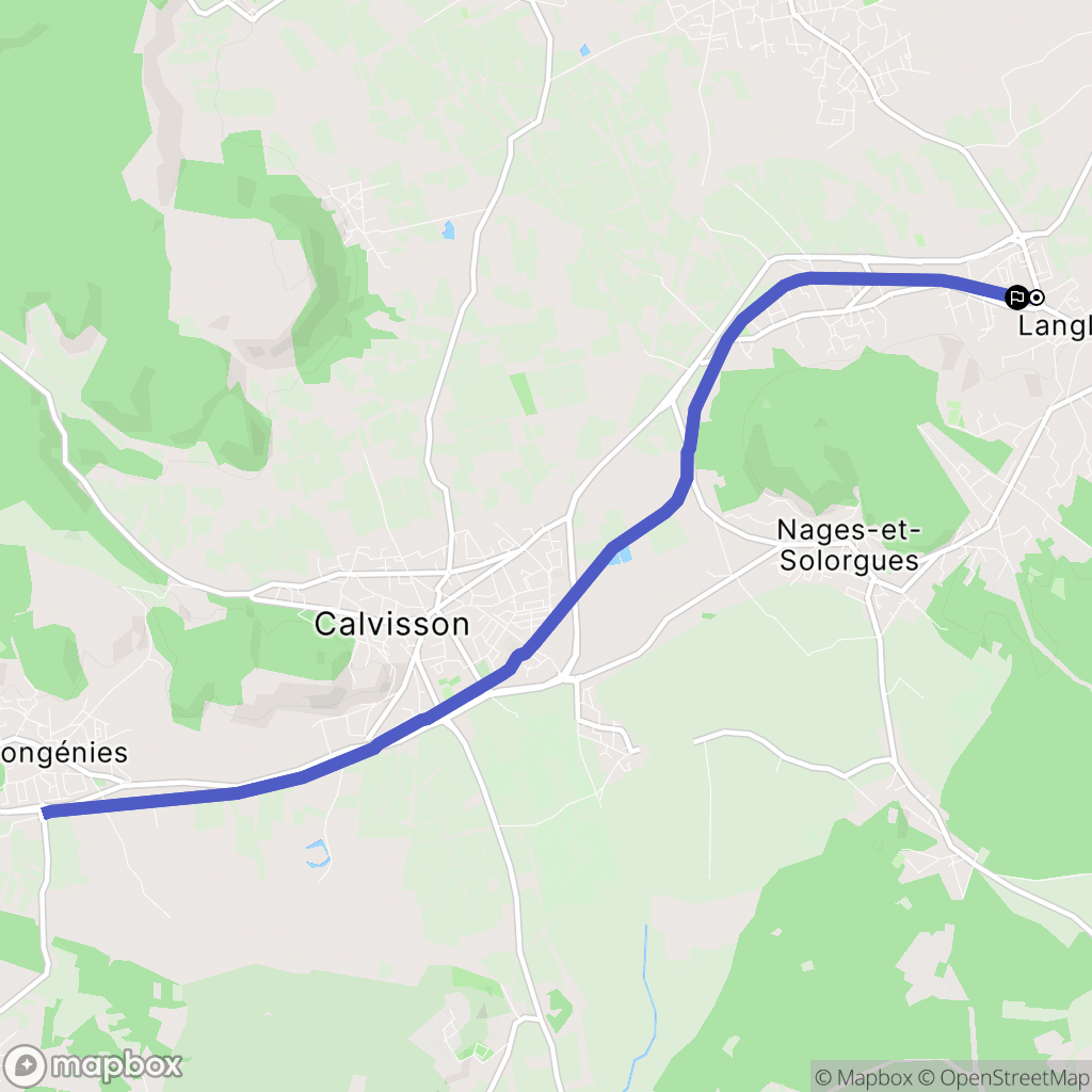 Langlade : carte du parcours de randonnée - France