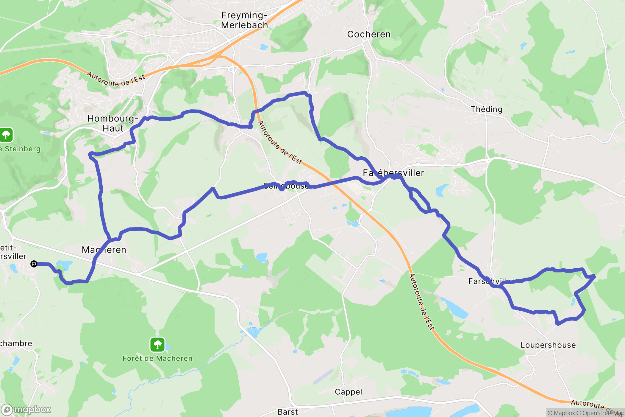 Macheren : carte du parcours de randonnée - France
