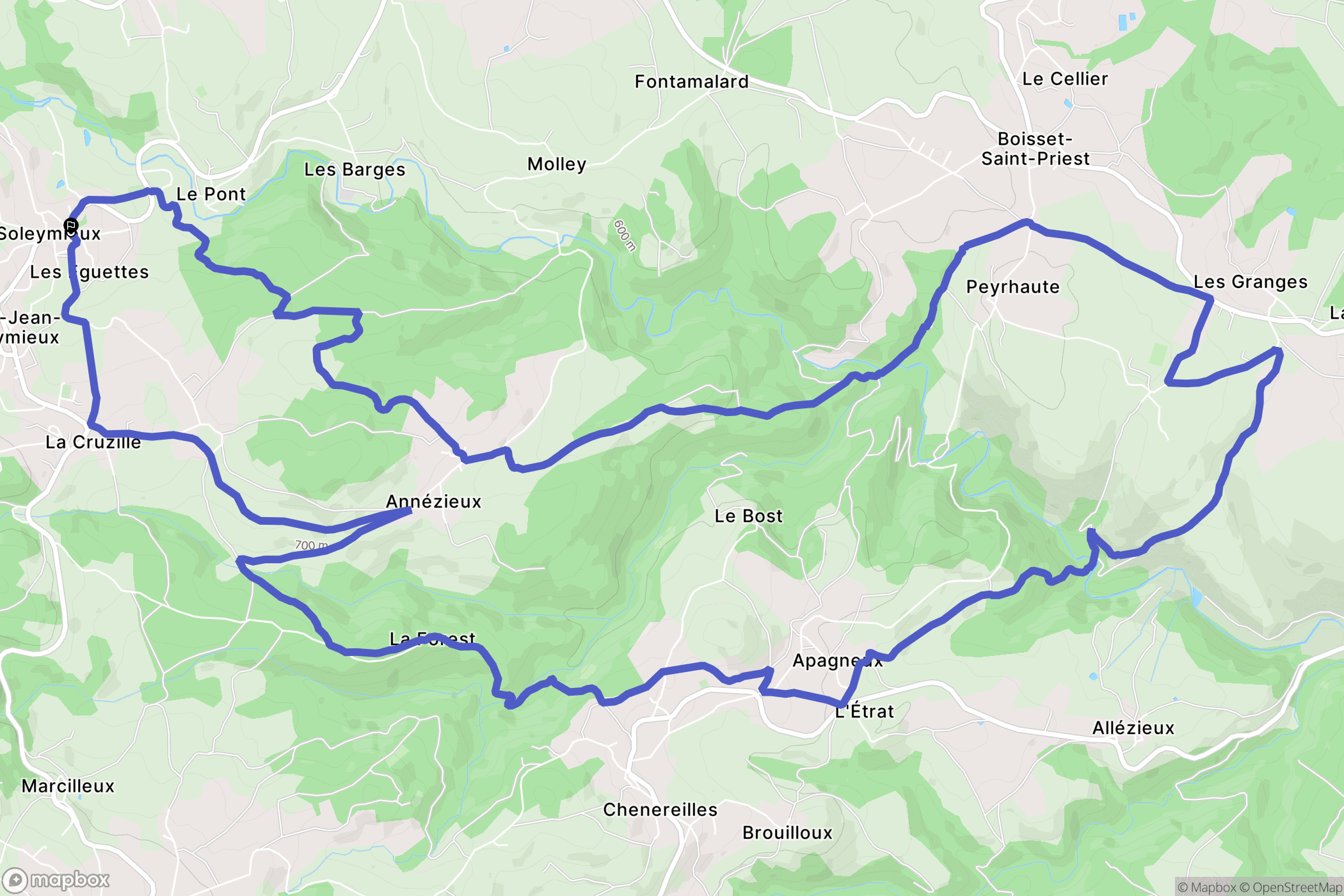 Soleymieux : carte du parcours de randonnée - France