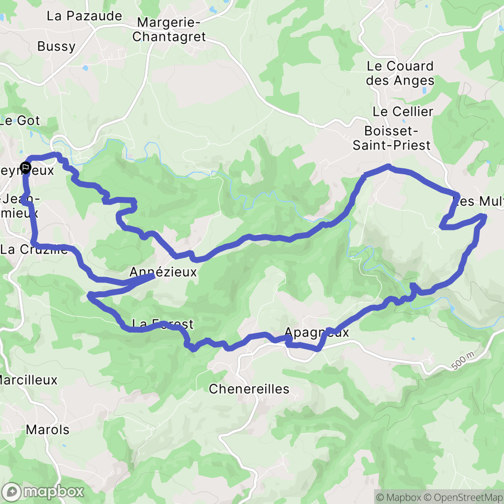 Soleymieux : carte du parcours de randonnée - France