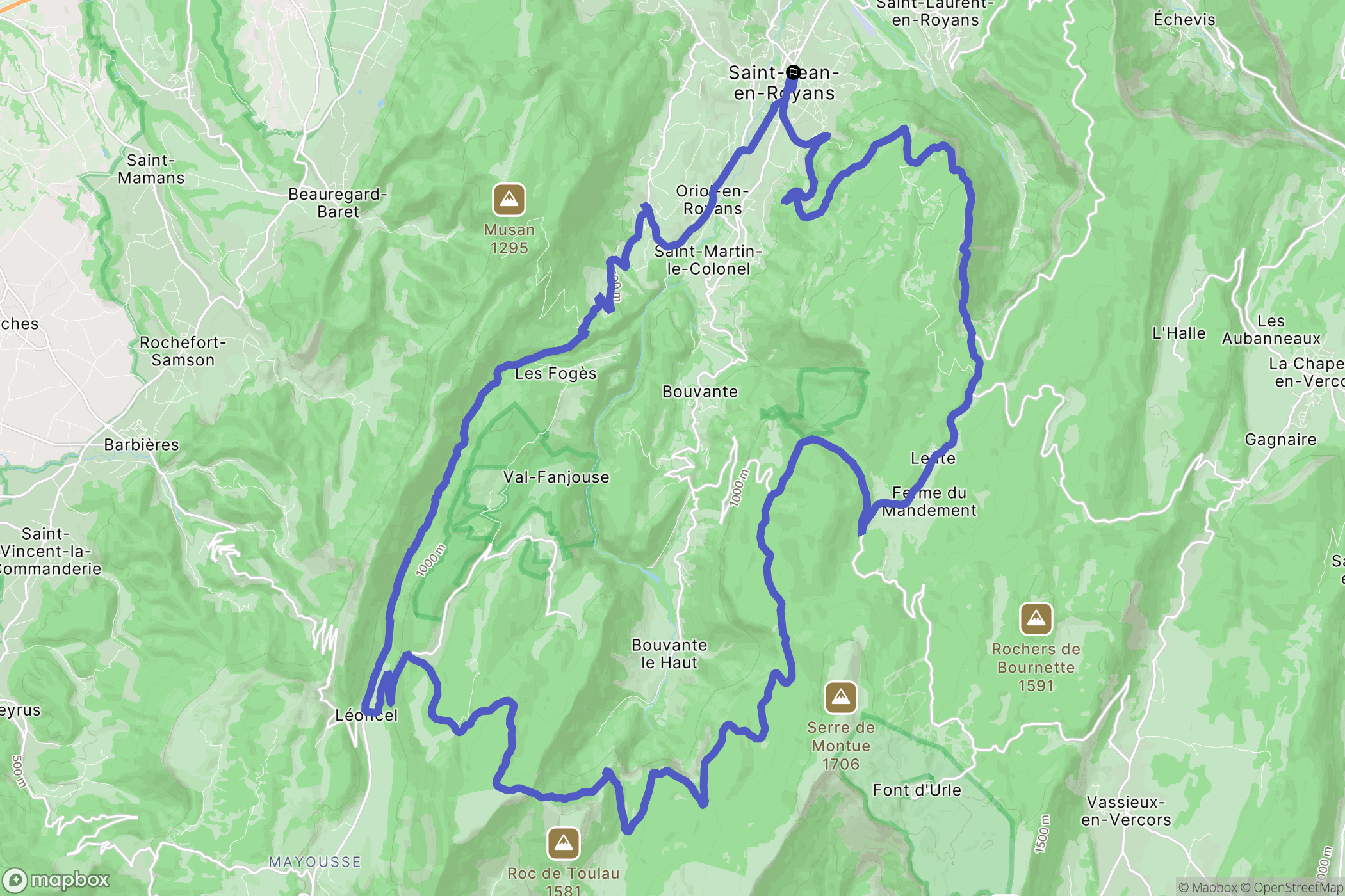 Saint-Jean-en-Royans : carte du parcours de randonnée - France