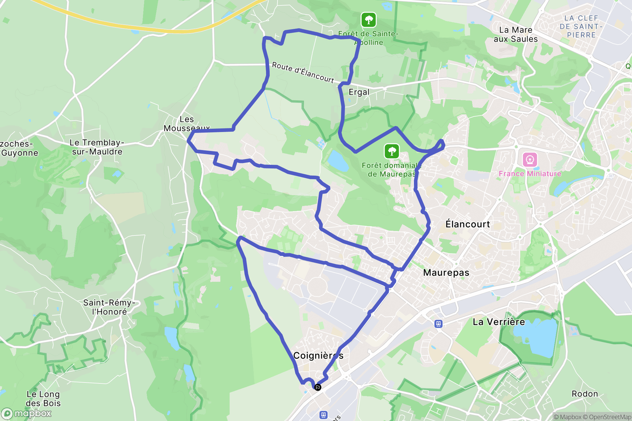 Coignières : carte du parcours de randonnée - France